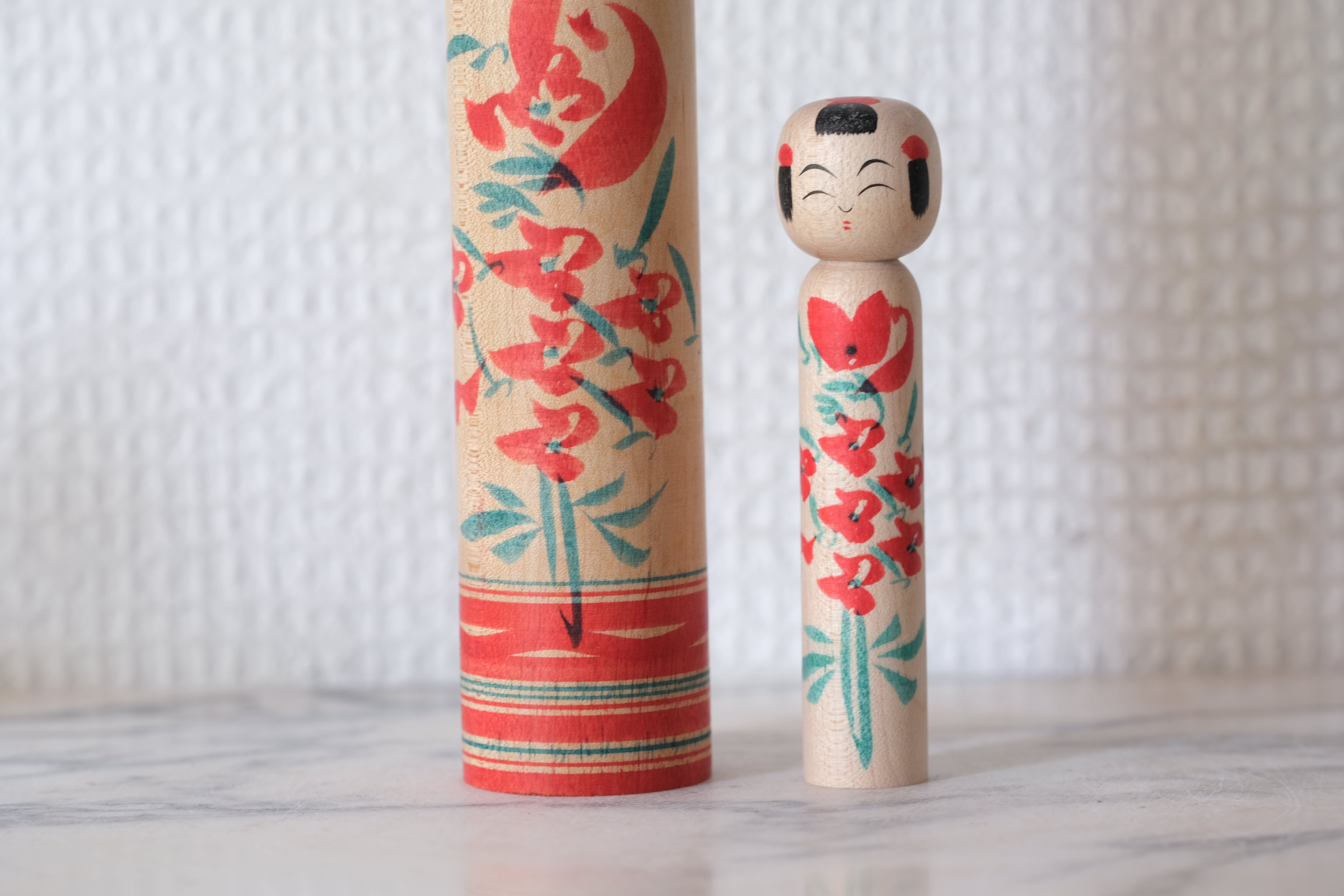 Vintage Traditional Yamagata Kokeshi by Kobayashi Kiyoshi 小林清 | Nested Kokeshi with Mage Haistyle | 21 cm