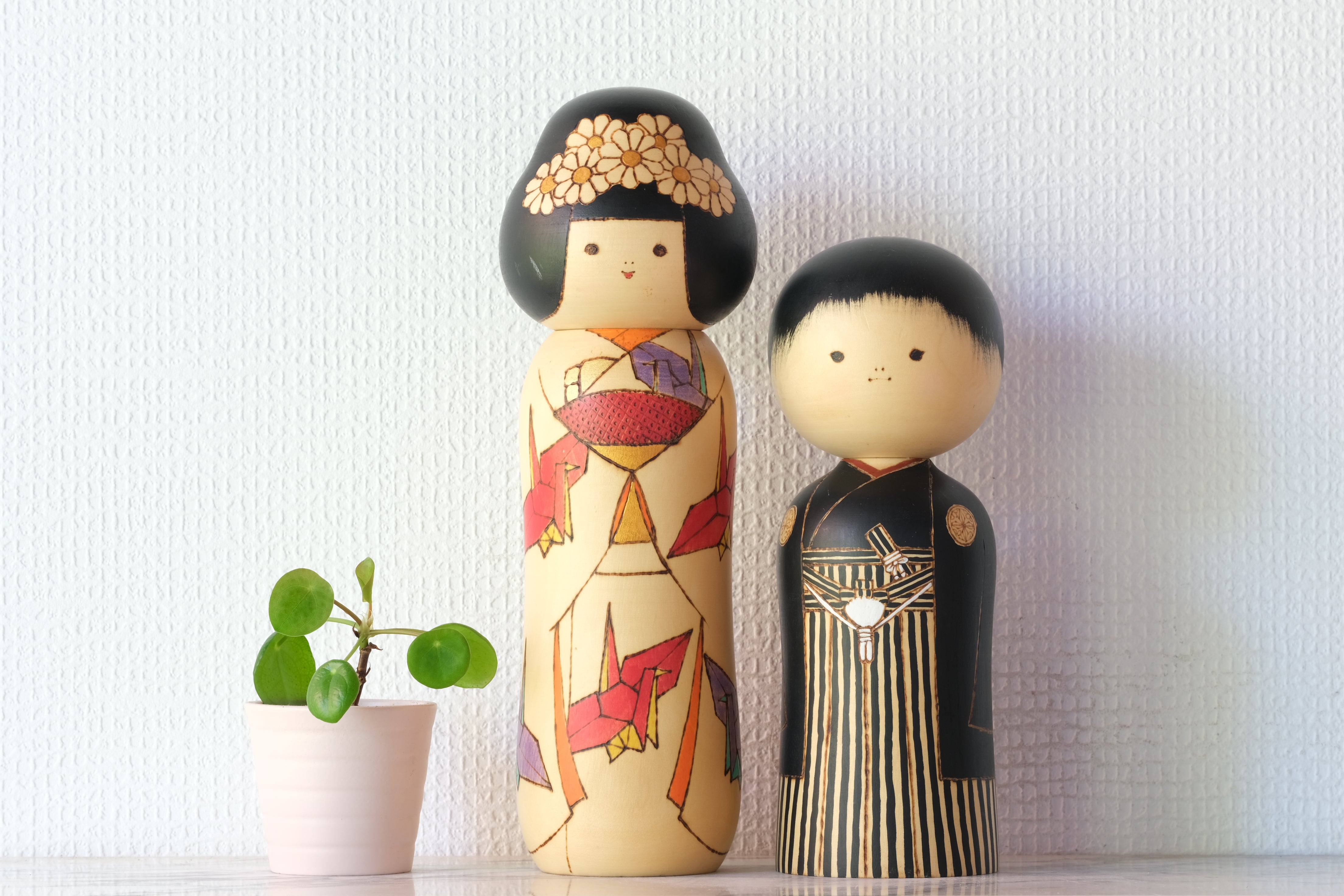 Exclusive Vintage Kokeshi by Sansaku Sekiguchi (1925-2018) |  Bride and Groom | 22 cm and 27 cm