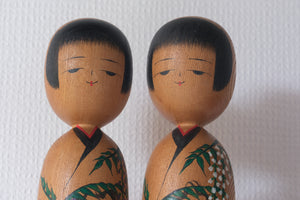 Rare Pair of Vintage Kijiyama Kokeshi by Onodera Koraku (1944-) | 41,5 cm