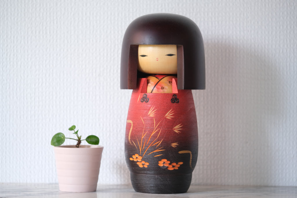 Vintage Gumma Kokeshi by Masae Fujikawa (1942-2015) | Titled: 'Michiyuki' | 23 cm
