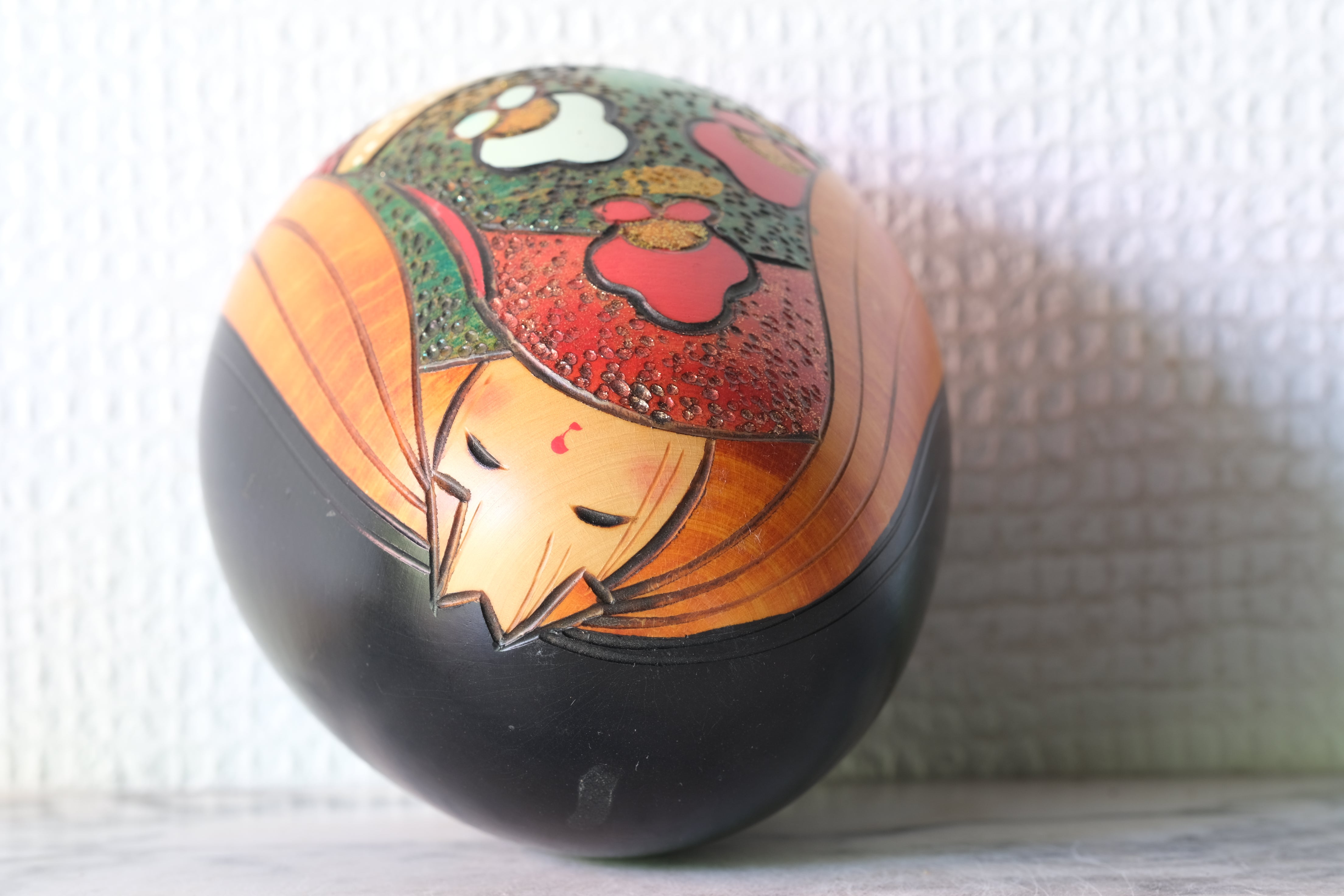Cute Vintage Creative Kokeshi by Toshio Sekiguchi (1947-) | Titled 'Soushun-fu - Ode to Early Spring' | 10 cm