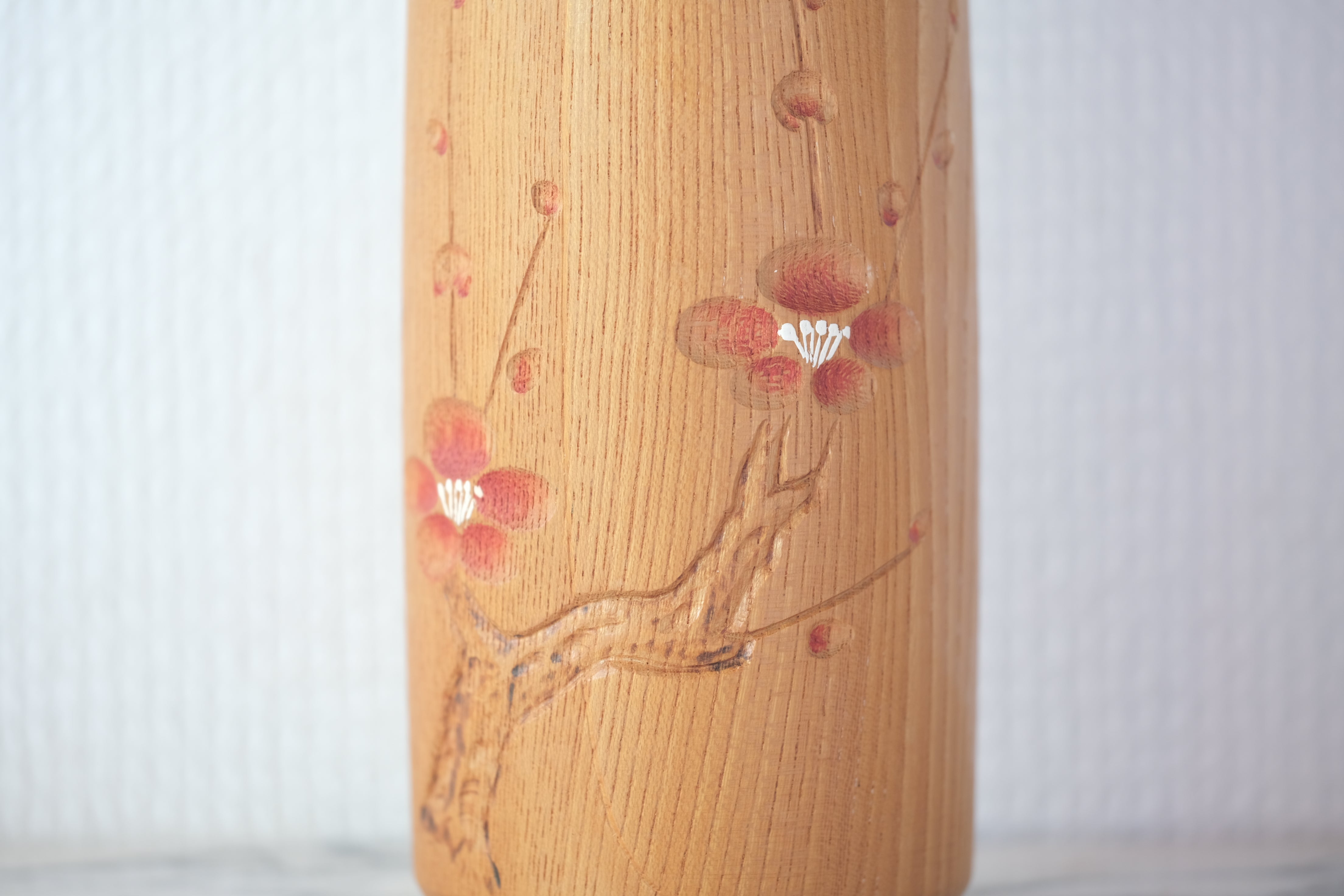 Vintage Sosaku Kokeshi With Plum Tree Flower Motif By Takeda Daisuke | 34 cm