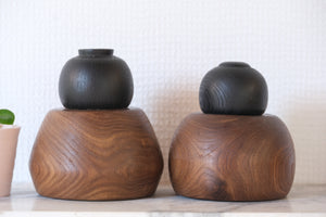 Exclusive Pair of Vintage Creative Kokeshi by Sanpei Yamanaka (1926-2012) | 12 cm and 12,5 cm