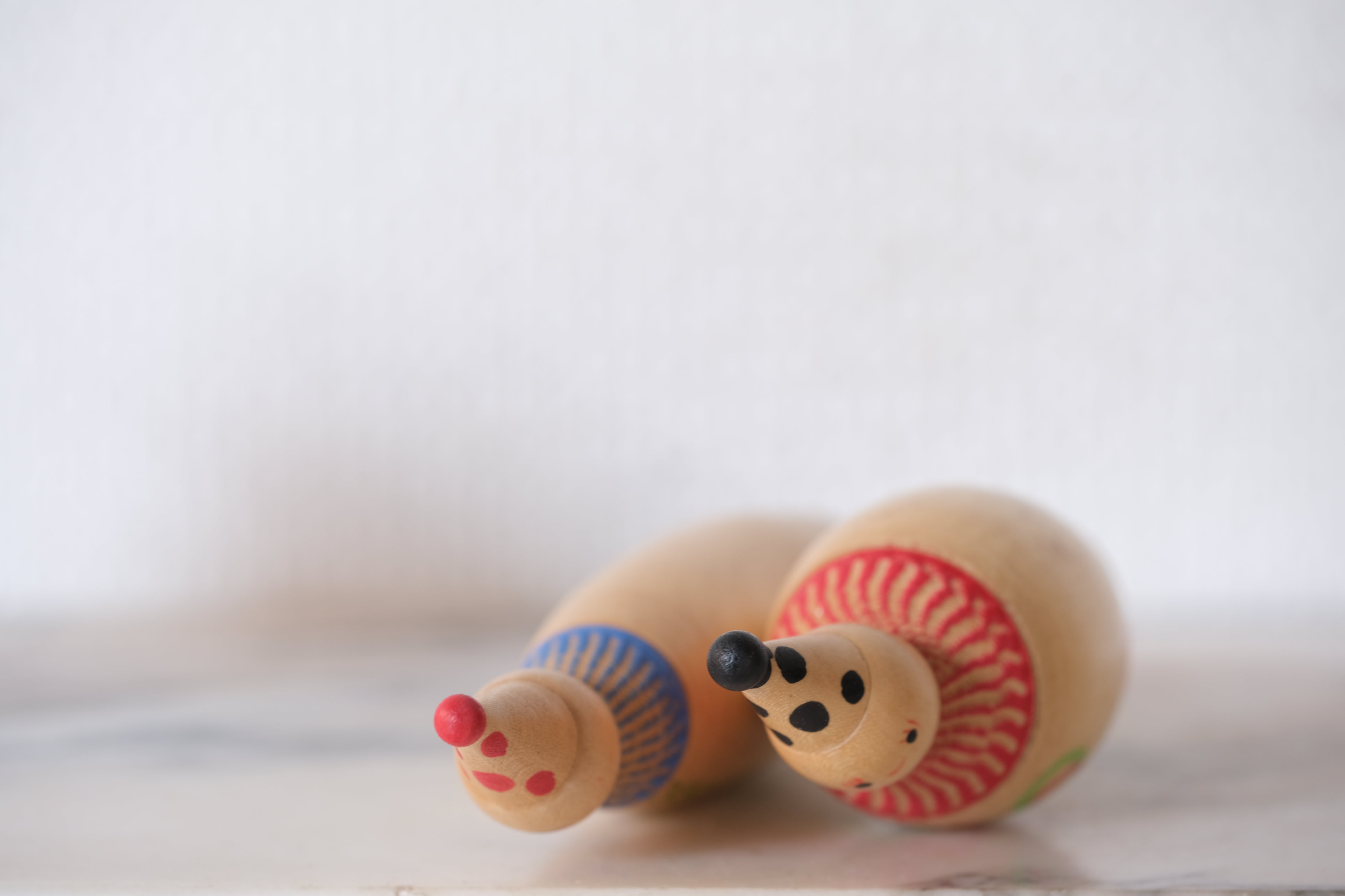 Two Clown Vintage Creative Kokeshi | With Box | 8,5 cm and 12,5 cm