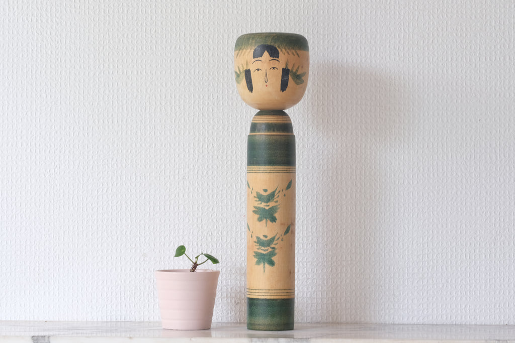 Rare Vintage Traditional Sakunami Kokeshi by Hiraga Teizo (1897-1986) | Rattle | Dated: 1979 | 30,5 cm