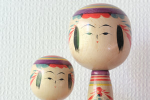 Set of Two Traditional Yajirou Kokeshi | 18 cm and 24 cm
