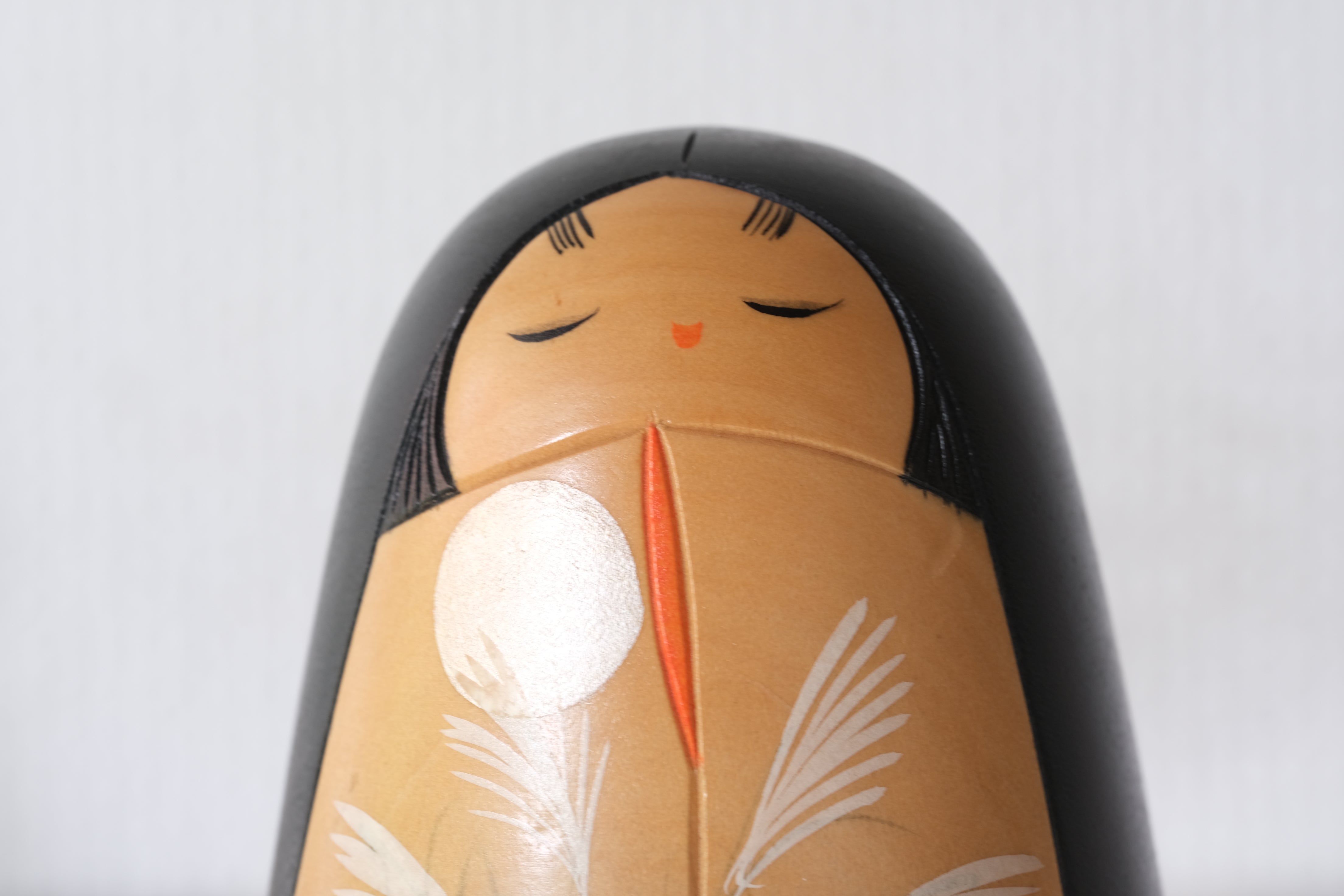 Vintage Sosaku Kokeshi by Aoki Ryoka 青木蓼華 (1931-) | Titled: 'Kaguyahime - Moon Princess' | 12,5 cm