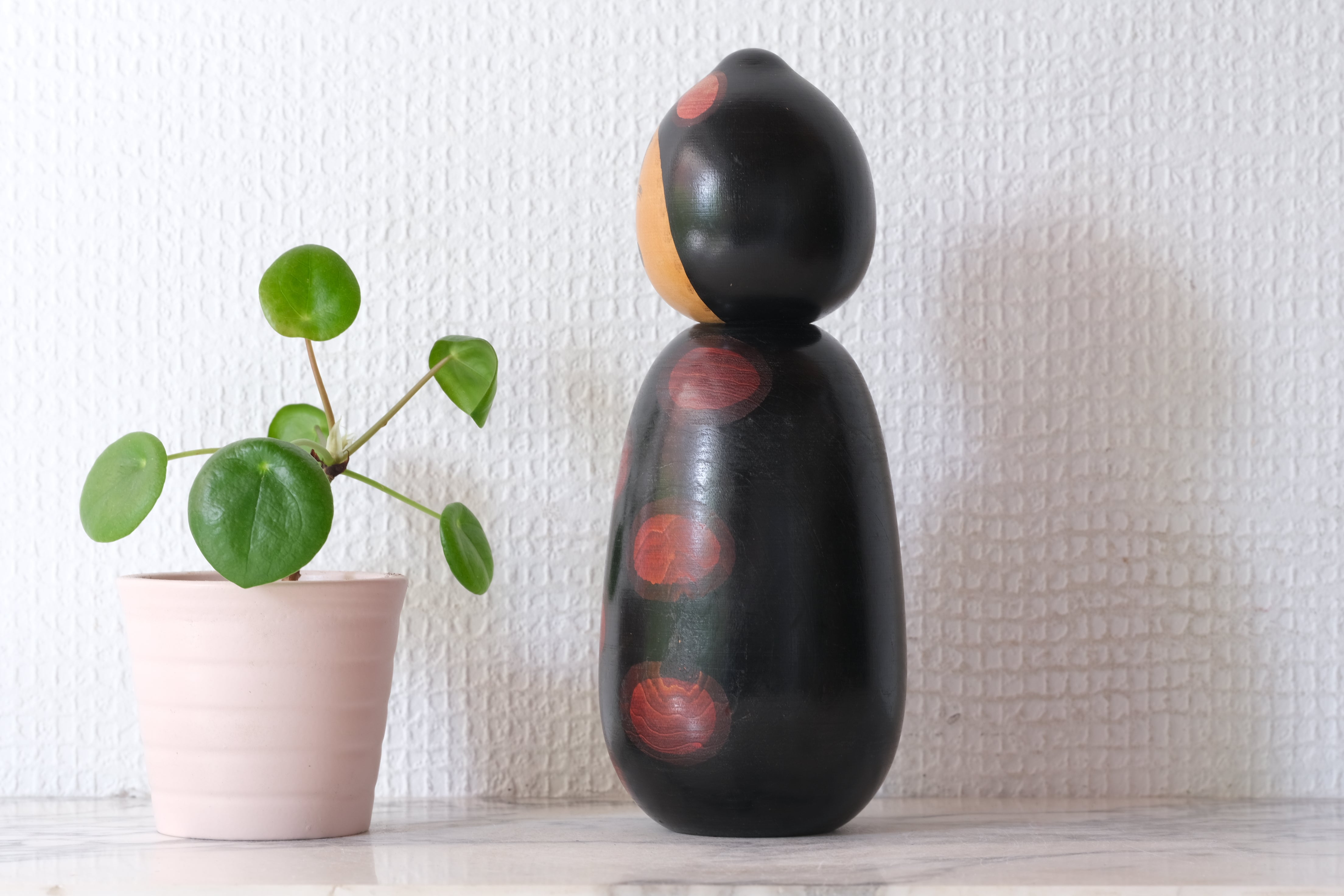 Rare Vintage Creative Kokeshi by Watanabe Masao (1917-2007) | Titled: てんとう虫 - Ladybug | 18 cm