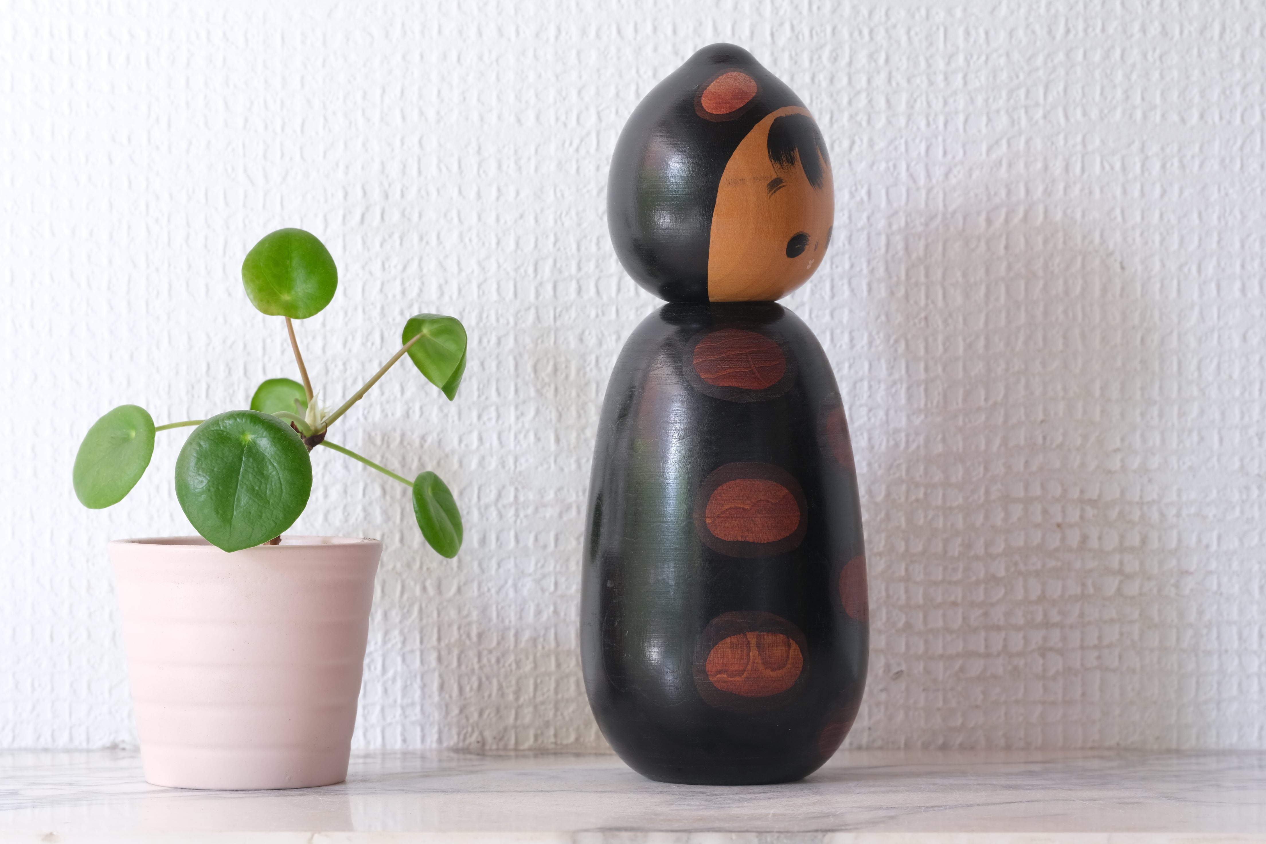 Rare Vintage Creative Kokeshi by Watanabe Masao (1917-2007) | Titled: てんとう虫 - Ladybug | 18 cm