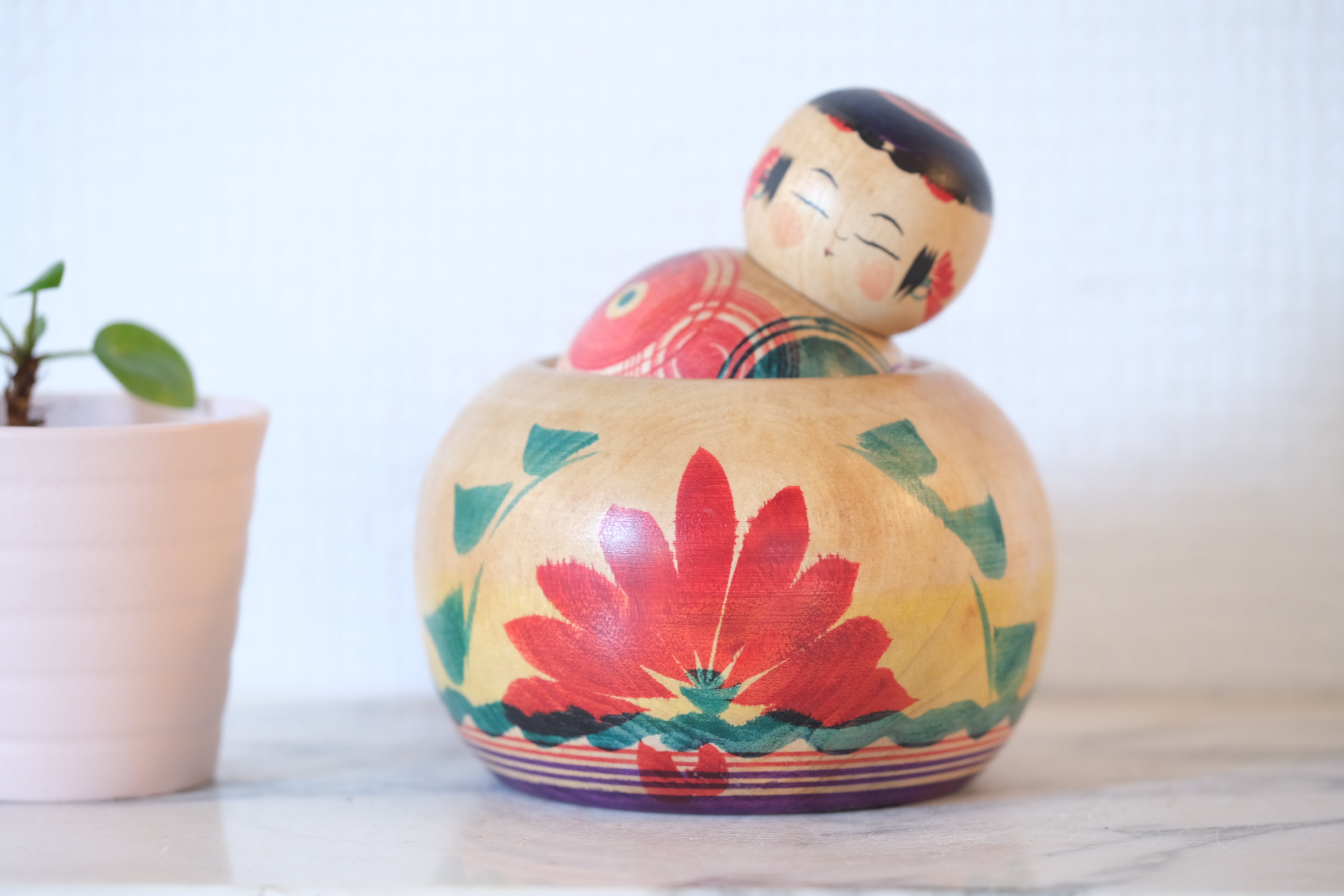 Vintage Ejiko Kokeshi from the Yajirou Strain | Body and Head Can Rotate | 11 cm