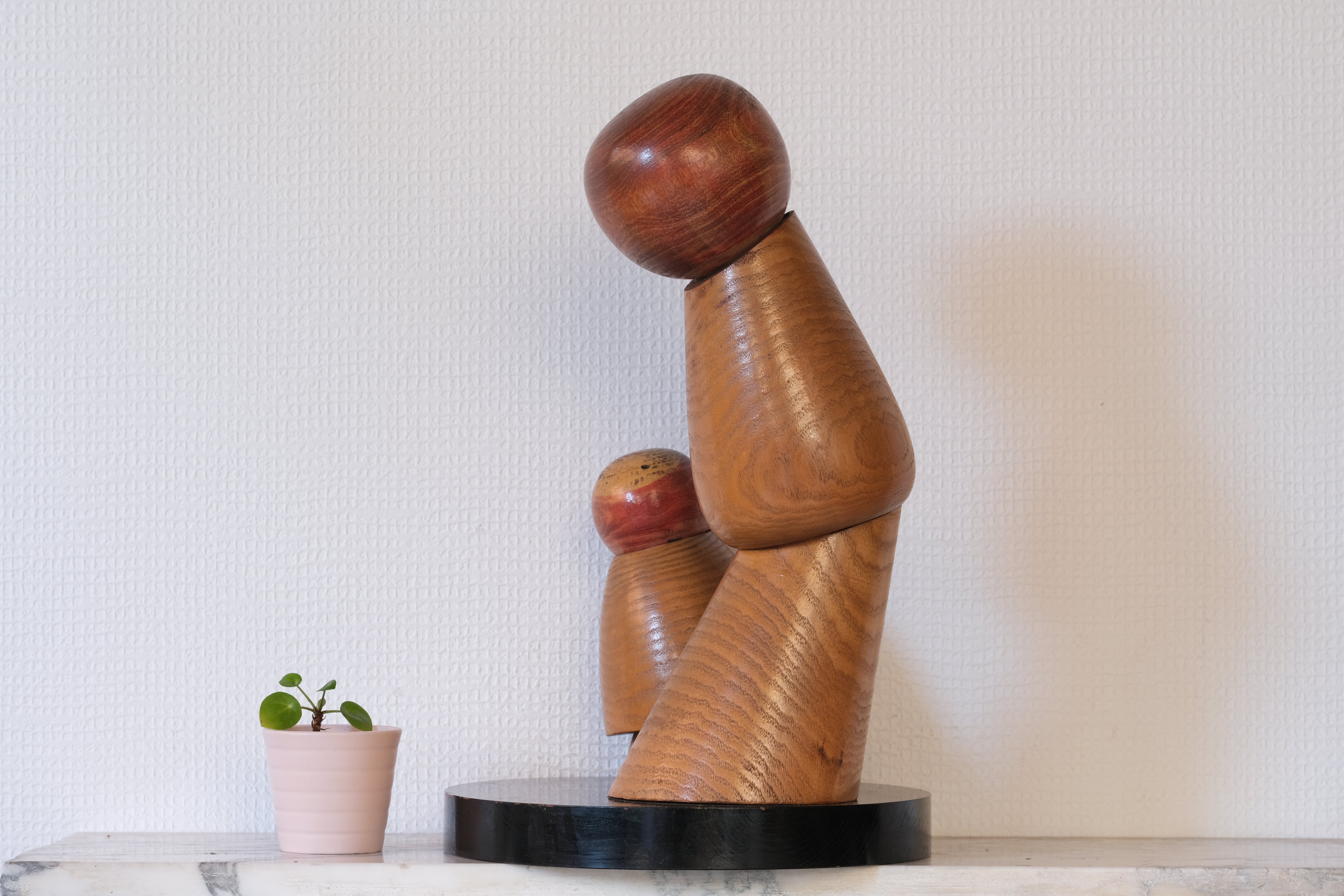 Rare Vintage Sosaku Set Kokeshi by Hideo Ishihara (1925-1999) | Mother and Child | 36,5 cm