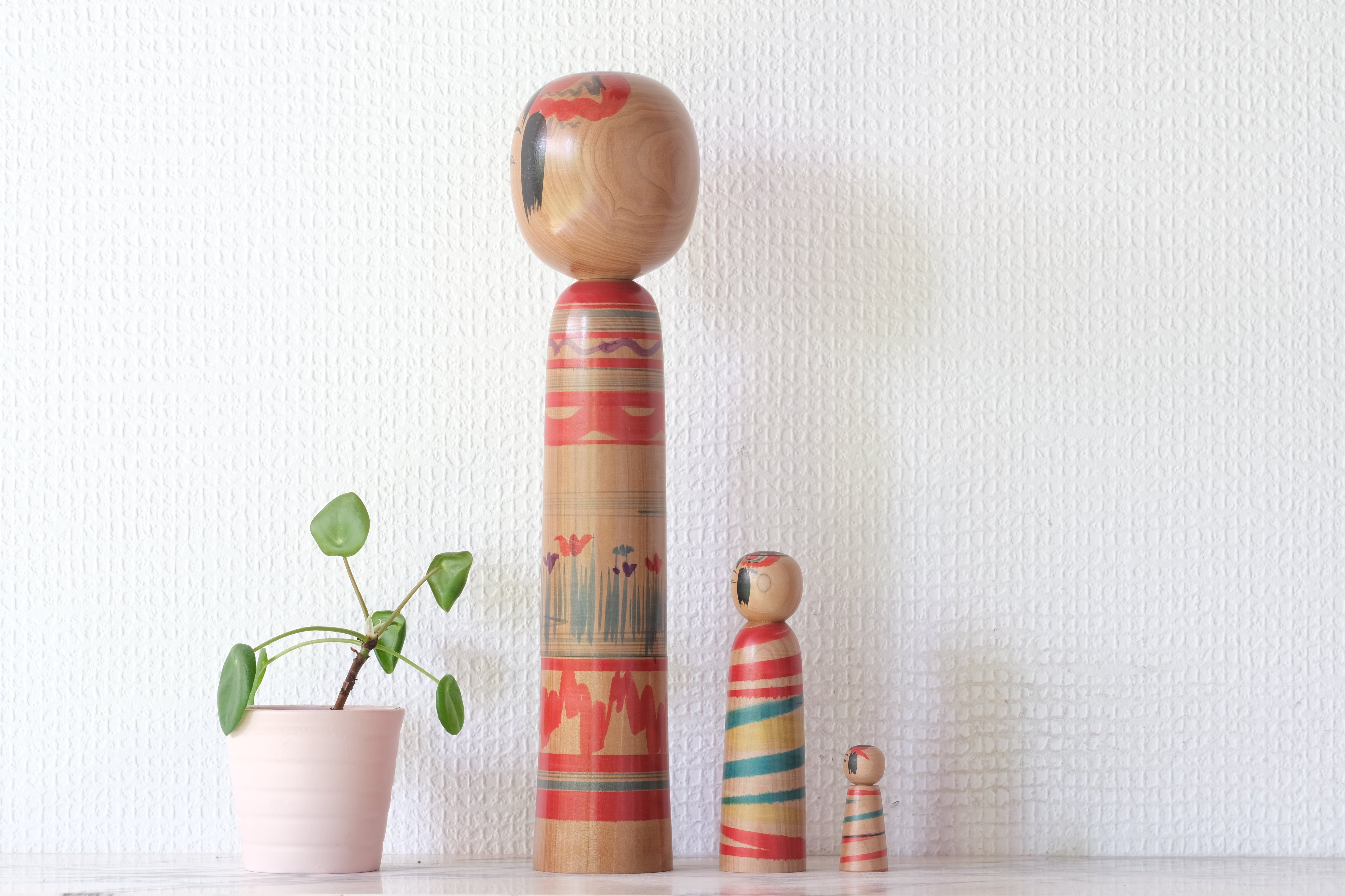 Vintage Traditional Tsuchiyu Kokeshi by Jinnohara Kazunori (陳野原和紀) | Nested Kokeshi & Rattle | 29 cm