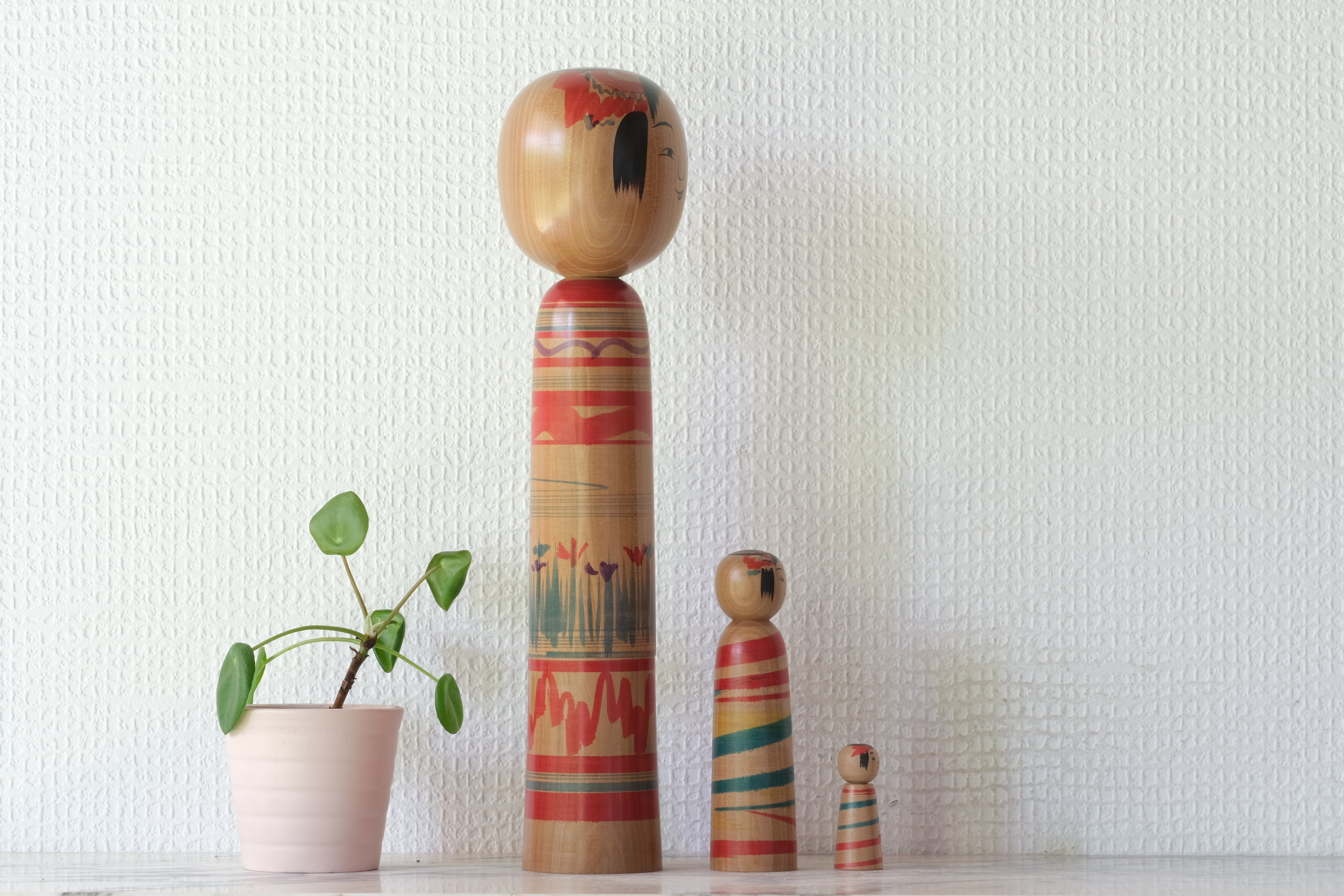 Vintage Traditional Tsuchiyu Kokeshi by Jinnohara Kazunori (陳野原和紀) | Nested Kokeshi & Rattle | 29 cm