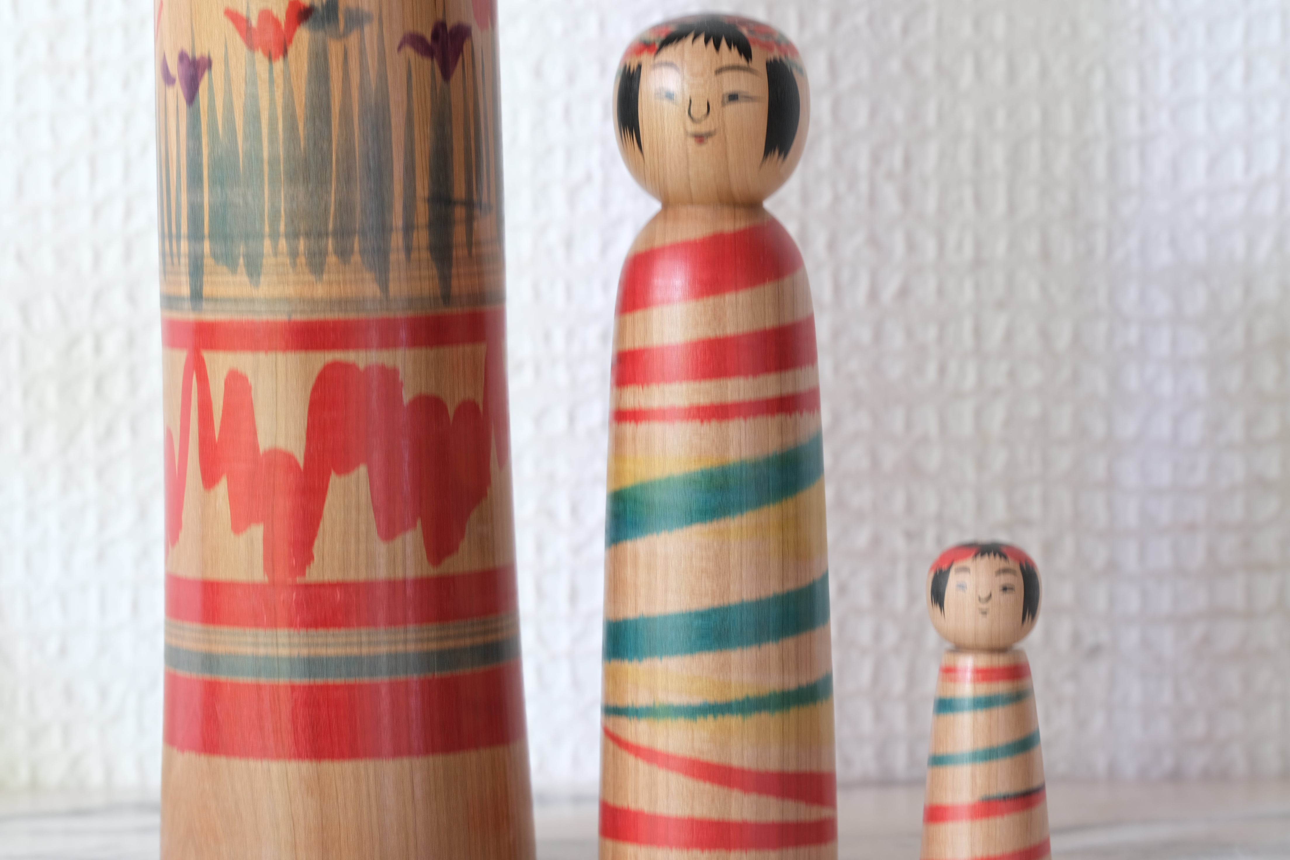 Vintage Traditional Tsuchiyu Kokeshi by Jinnohara Kazunori (陳野原和紀) | Nested Kokeshi & Rattle | 29 cm