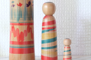 Vintage Traditional Tsuchiyu Kokeshi by Jinnohara Kazunori (陳野原和紀) | Nested Kokeshi & Rattle | 29 cm
