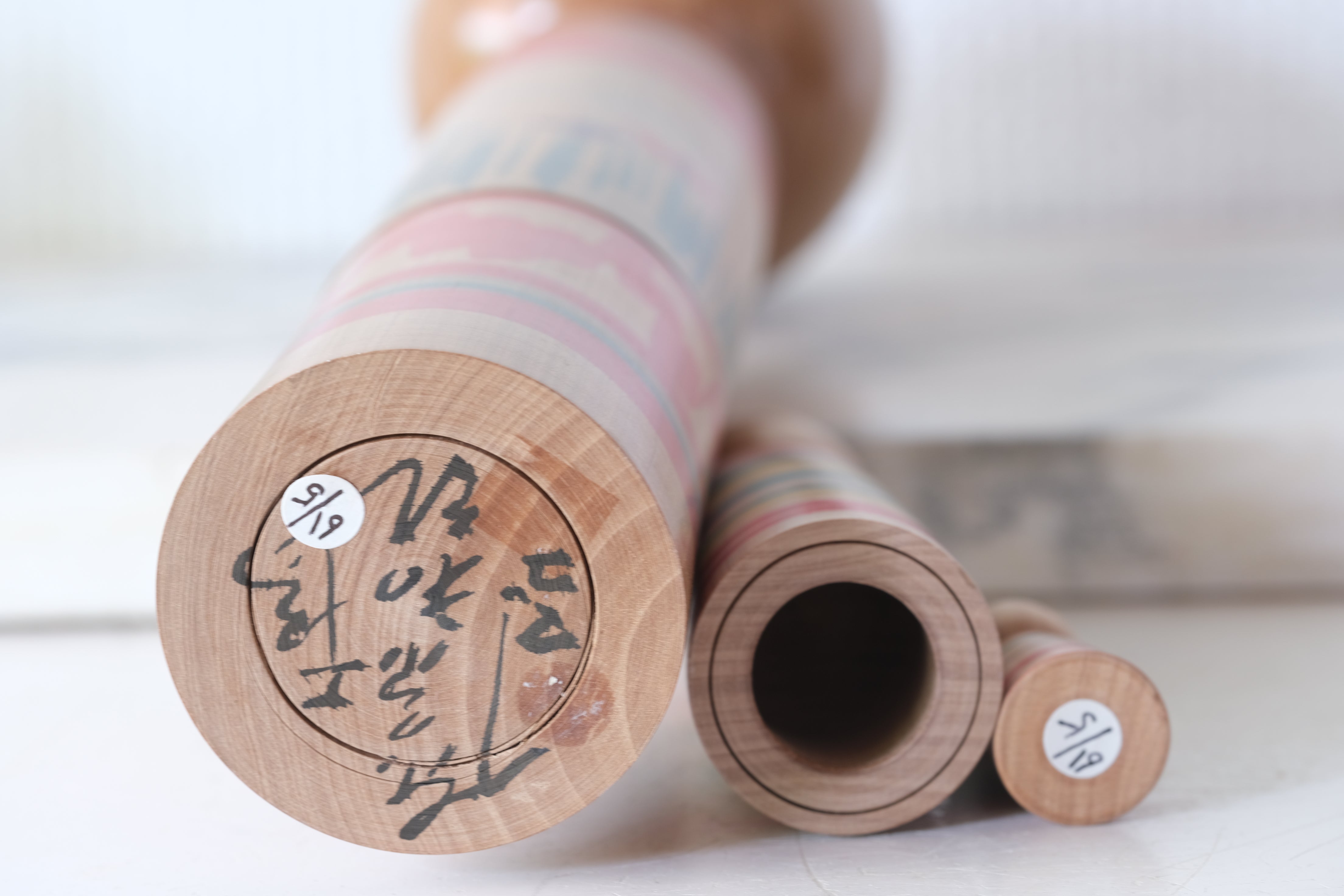 Vintage Traditional Tsuchiyu Kokeshi by Jinnohara Kazunori (陳野原和紀) | Nested Kokeshi & Rattle | 29 cm
