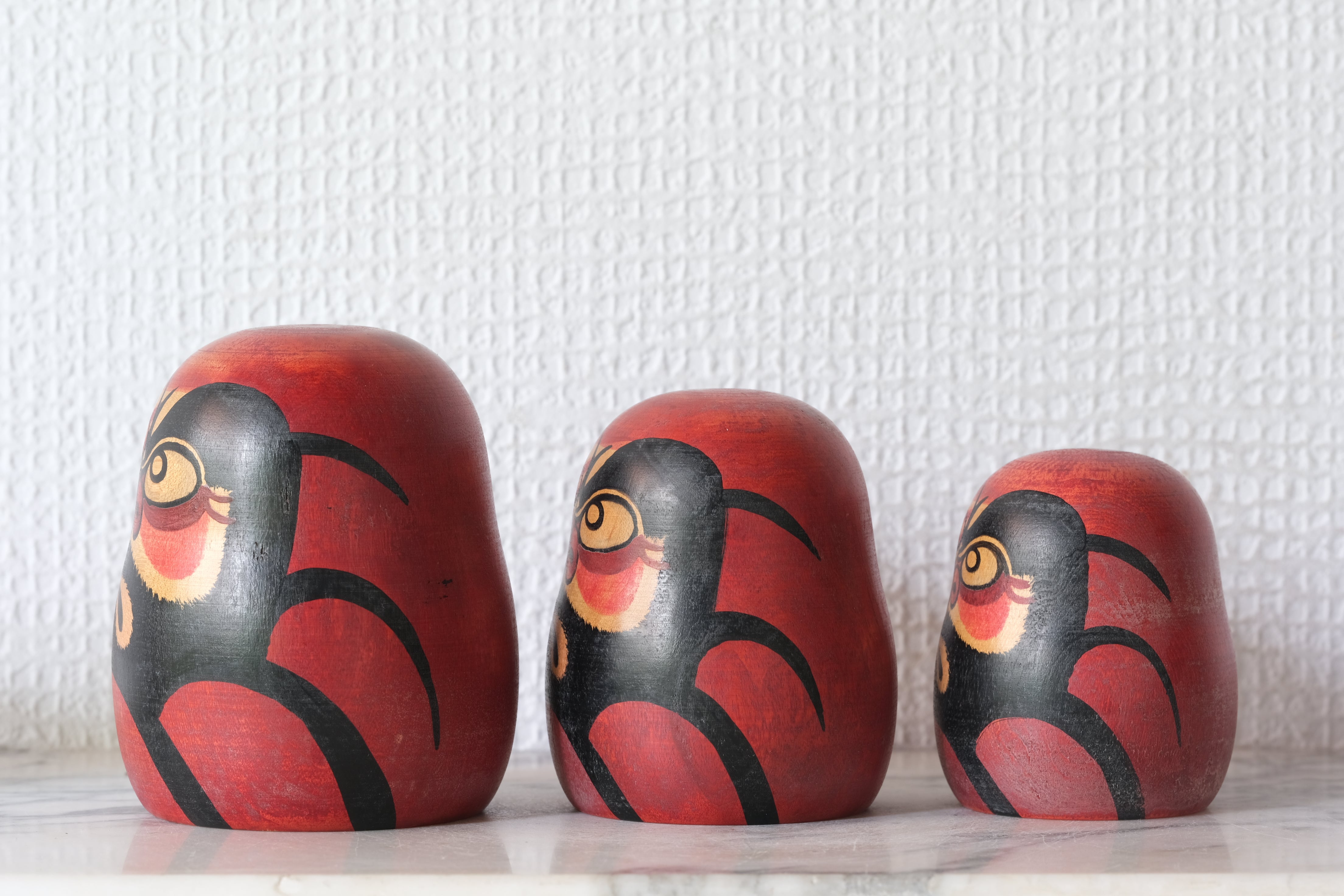 Set of Three Vintage Daruma | from 7 cm till 9 cm