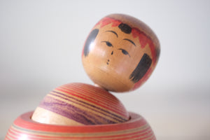 Vintage Ejiko Kokeshi from the Yajirou Strain by Niiyama Fukuo | Body and Head Can Rotate | 12,5 cm