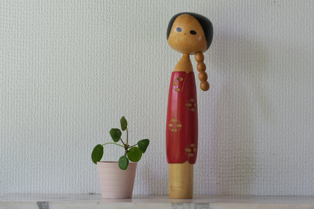 Vintage Creative Kokeshi with Ponytail by Eiko Shibata (1924-) | 31 cm