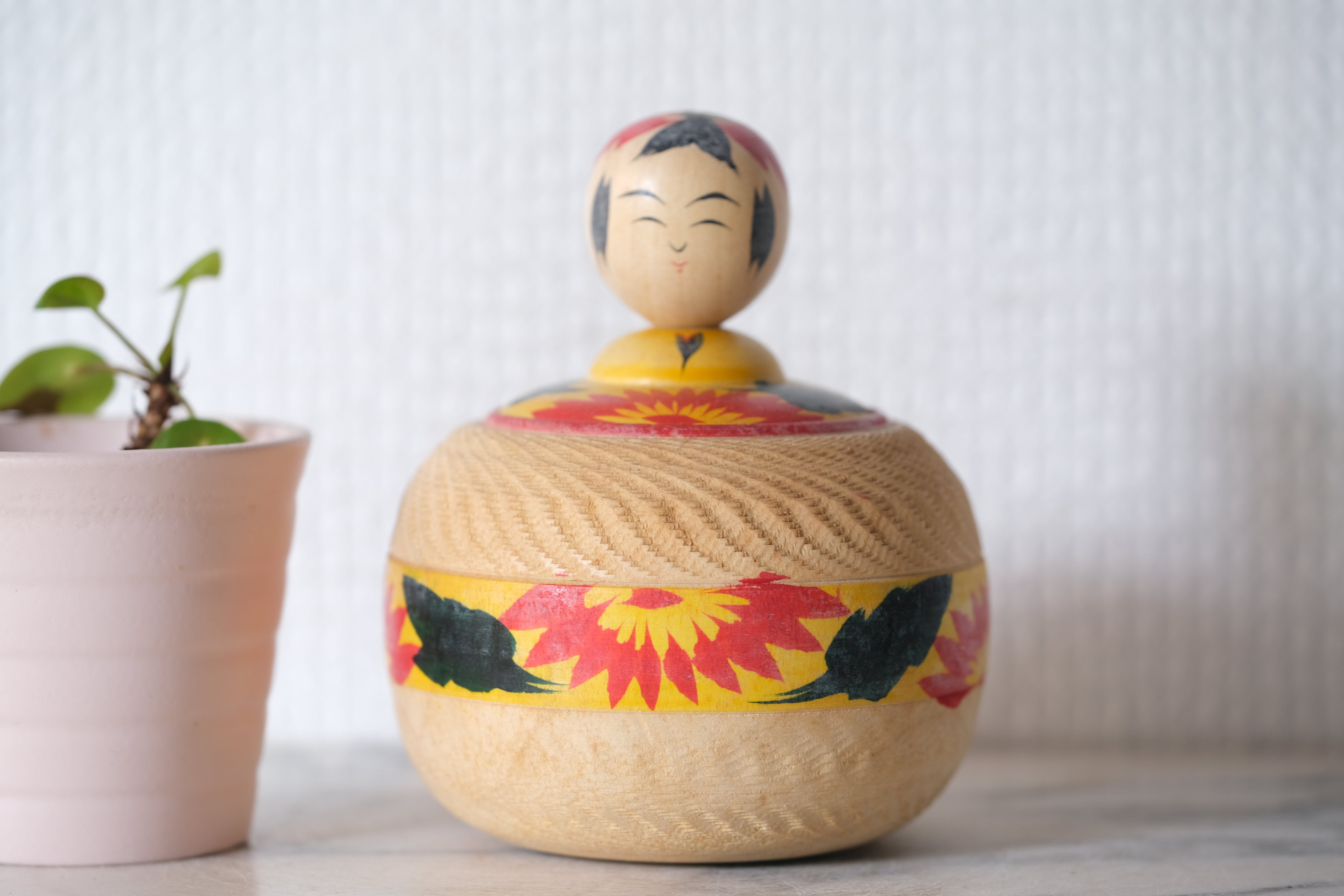 Rare Vintage Ejiko Kokeshi From The Narugo Strain | Container | 10,5 cm