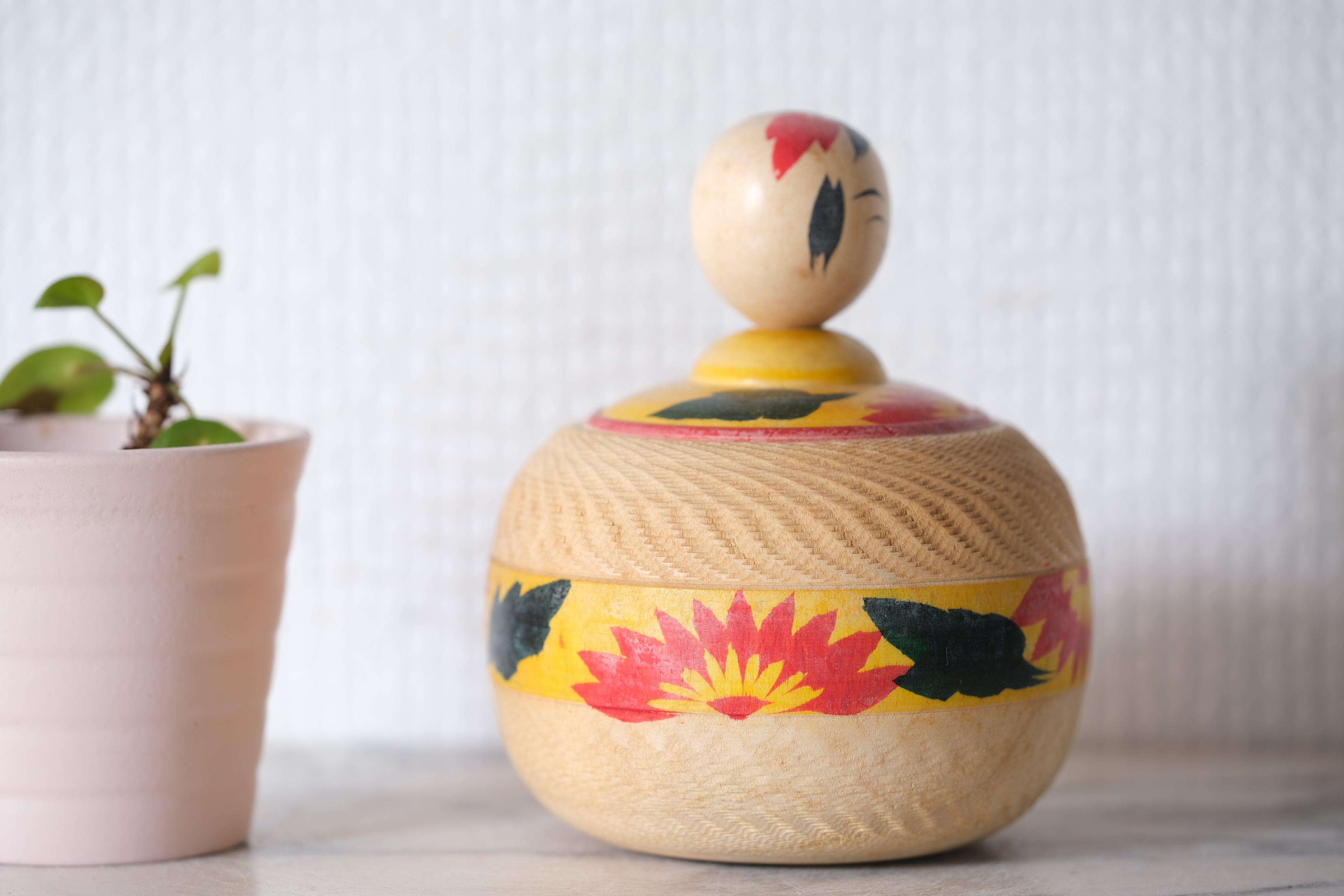 Rare Vintage Ejiko Kokeshi From The Narugo Strain | Container | 10,5 cm