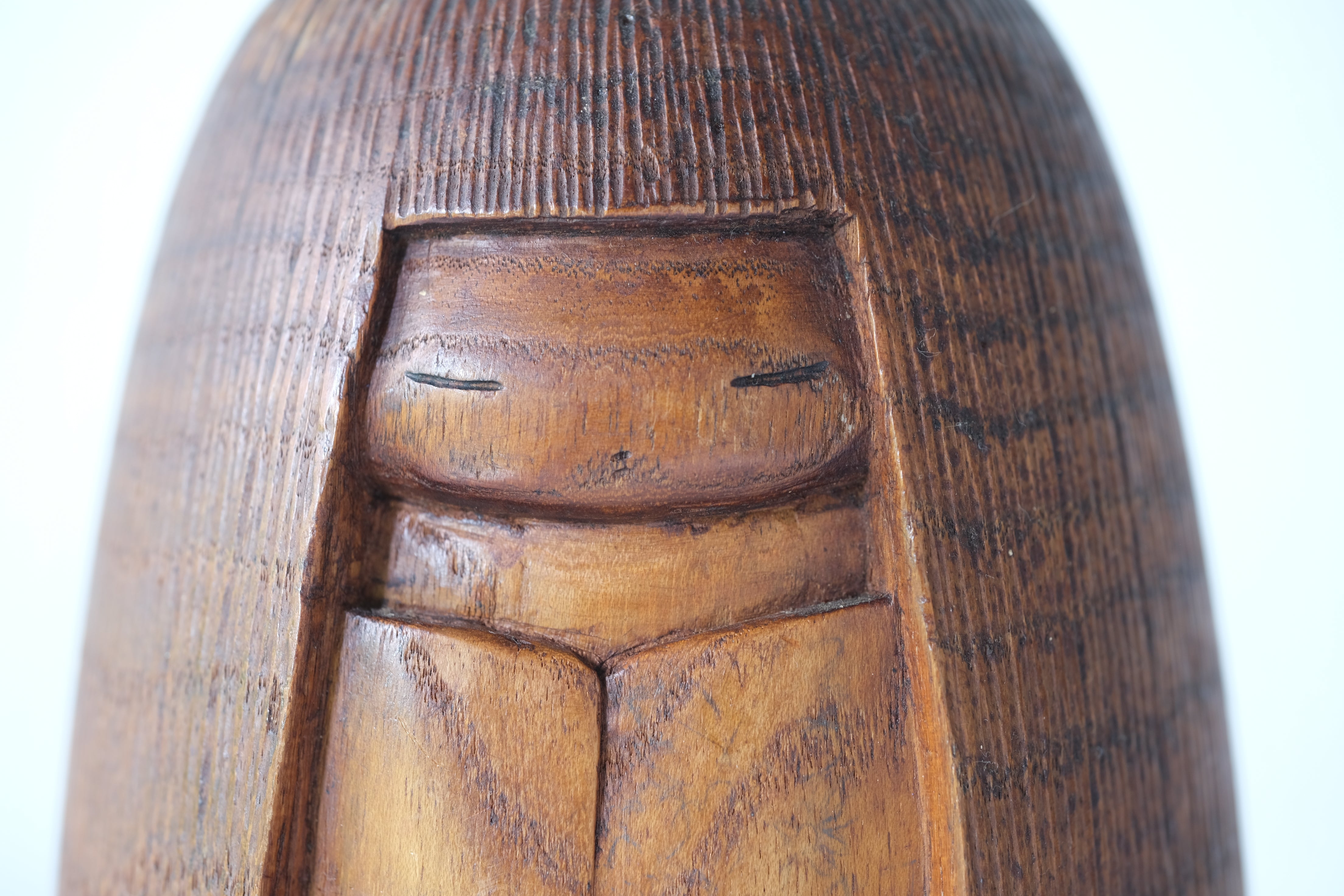 Exclusive Vintage Sosaku Kokeshi by Hideo Ishihara (1925-1999) | Titked: ひうとし - Hiutoshi - Elderly | 16 cm