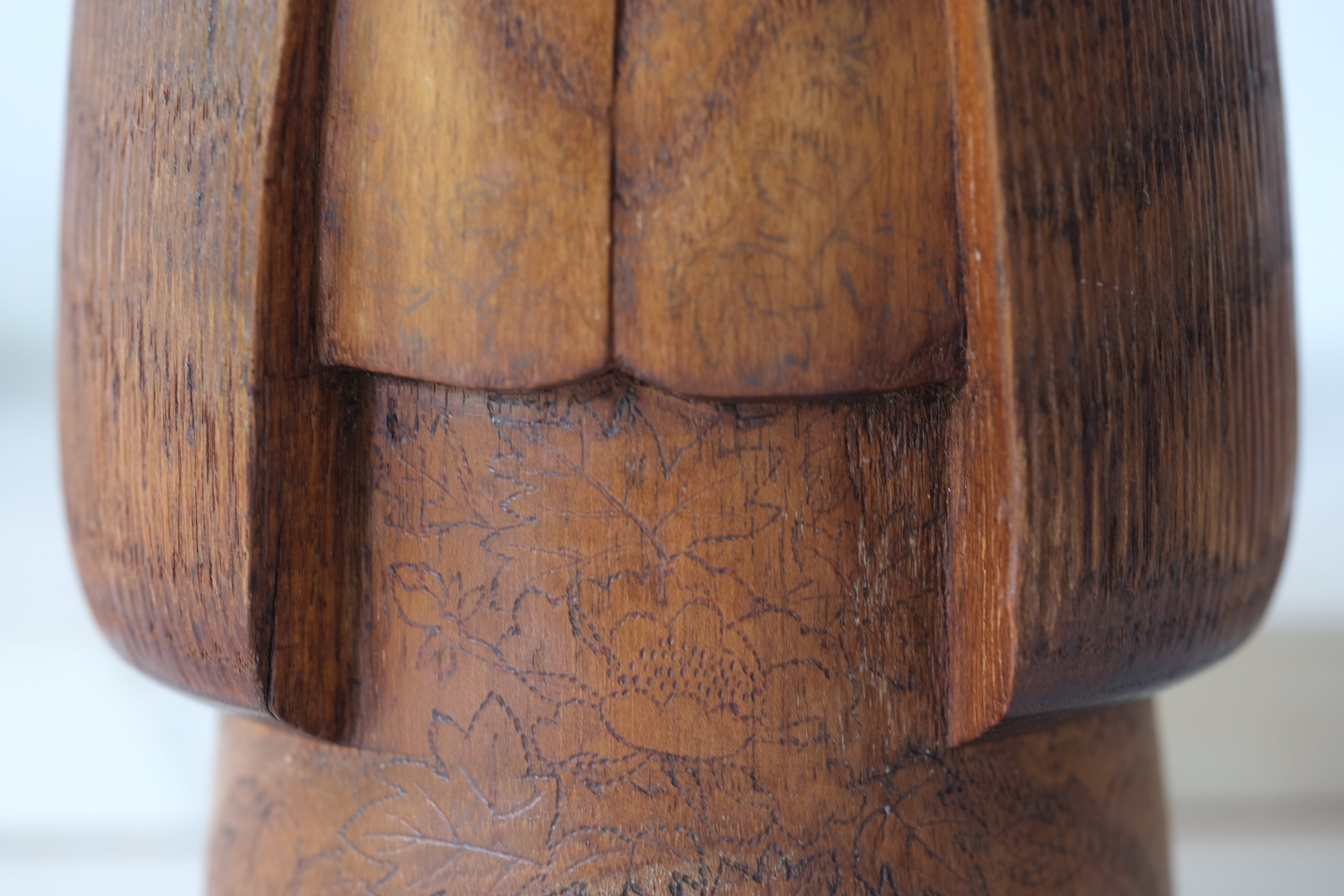 Exclusive Vintage Sosaku Kokeshi by Hideo Ishihara (1925-1999) | Titked: ひうとし - Hiutoshi - Elderly | 16 cm