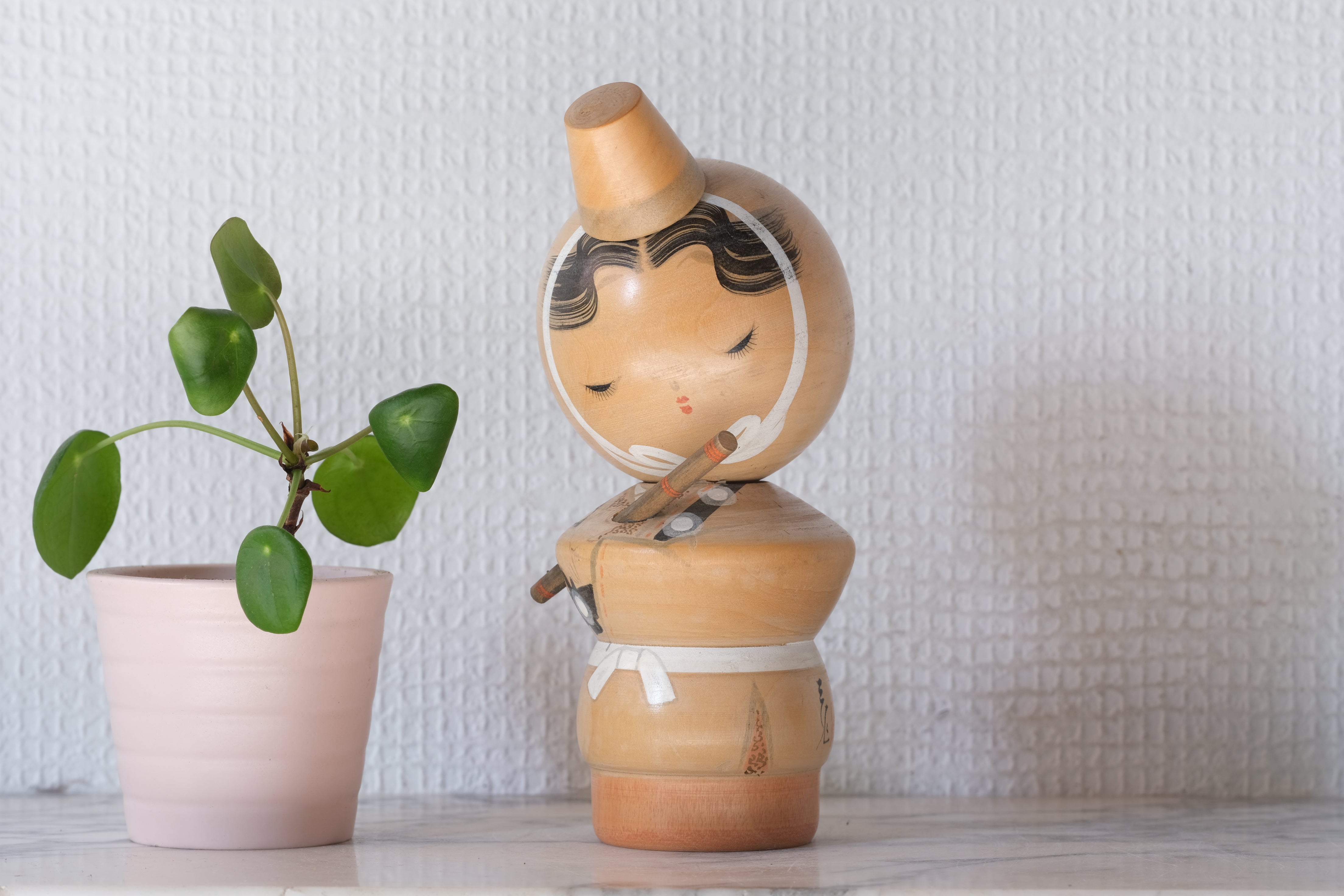 Rare Vintage Kokeshi by Sansaku Sekiguchi (1925-2018) | 'Flutist' | 16,5 cm