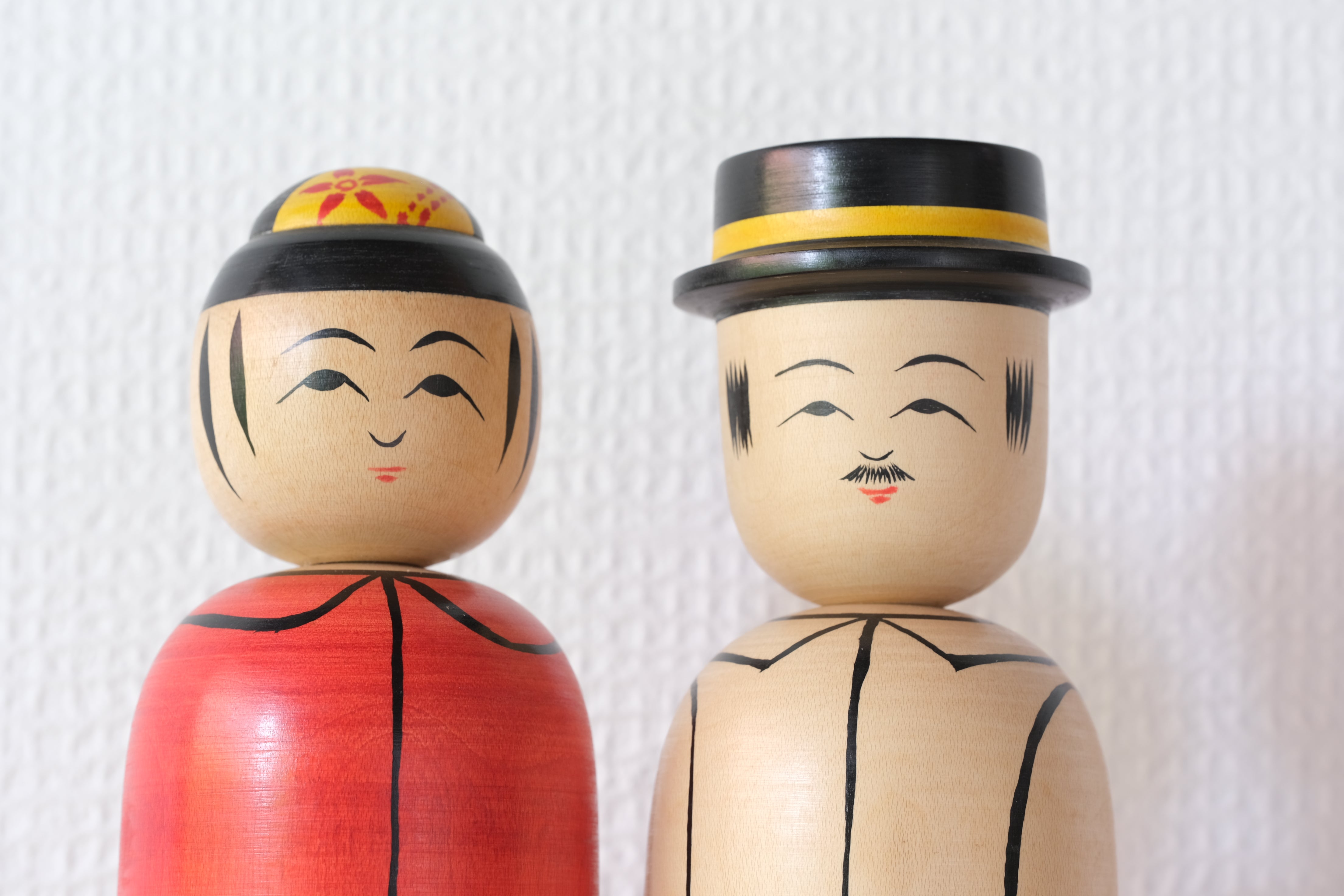 Rare Pair of Vintage Nanbu Kokeshi by Sasaki Kakuhei 佐々木覚平 (1933 - 2007) | 24 cm and 25 cm