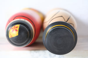 Rare Pair of Vintage Nanbu Kokeshi by Sasaki Kakuhei 佐々木覚平 (1933 - 2007) | 24 cm and 25 cm