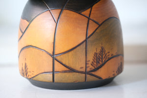 Chunky Vintage Gumma Kokeshi by Kisaku | Title: 山波 - Sanba - Mountain Waves | 15,5 cm
