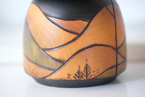 Chunky Vintage Gumma Kokeshi by Kisaku | Title: 山波 - Sanba - Mountain Waves | 15,5 cm