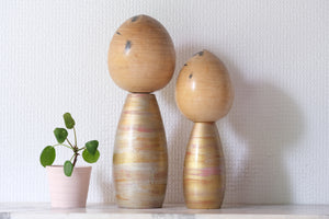 Pair of Vintage Creative Kokeshi by Takahashi Hashime (1918 - 2002) | 22,5 cm and 27,5 cm