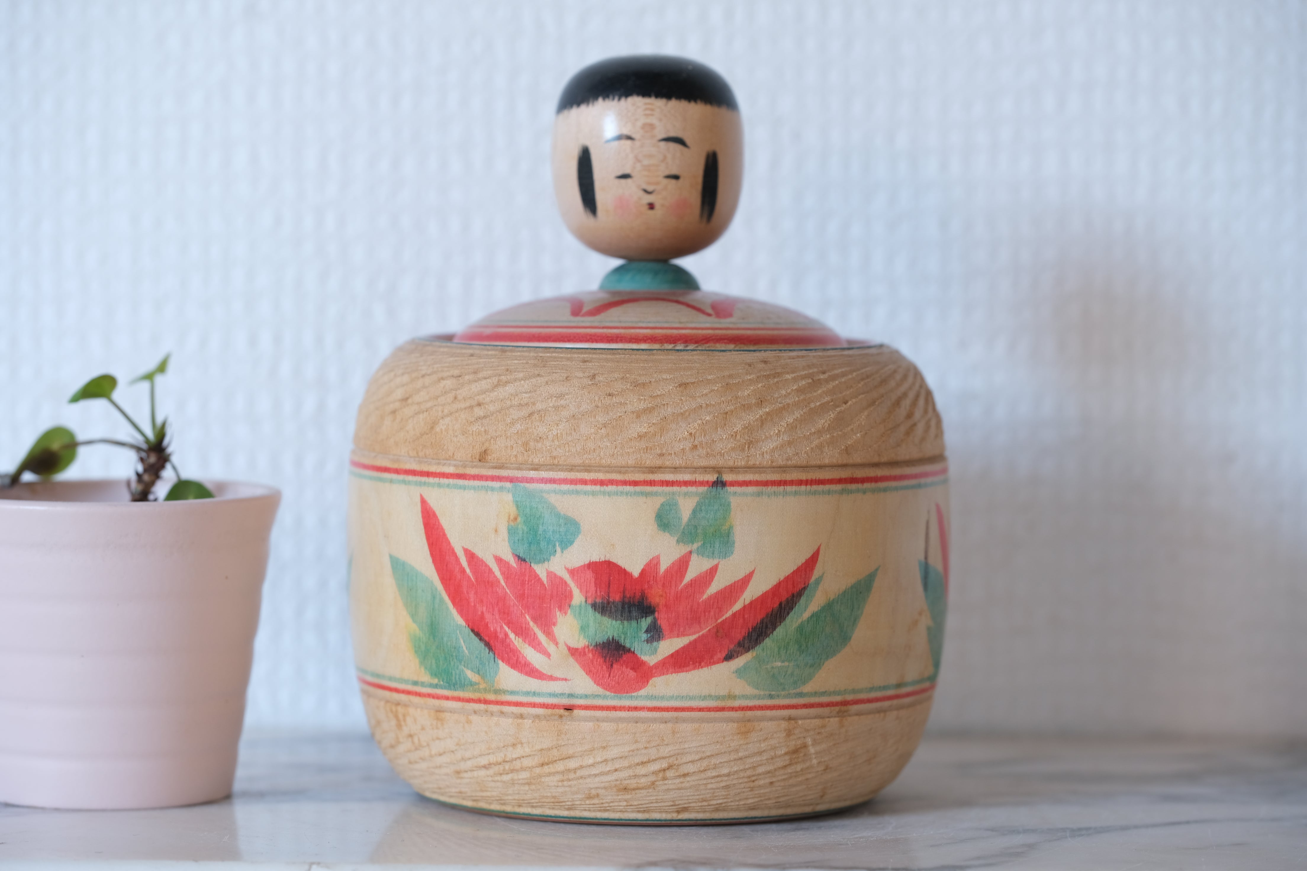 Vintage Ejiko Kokeshi with Spinning Top Inside | 14 cm