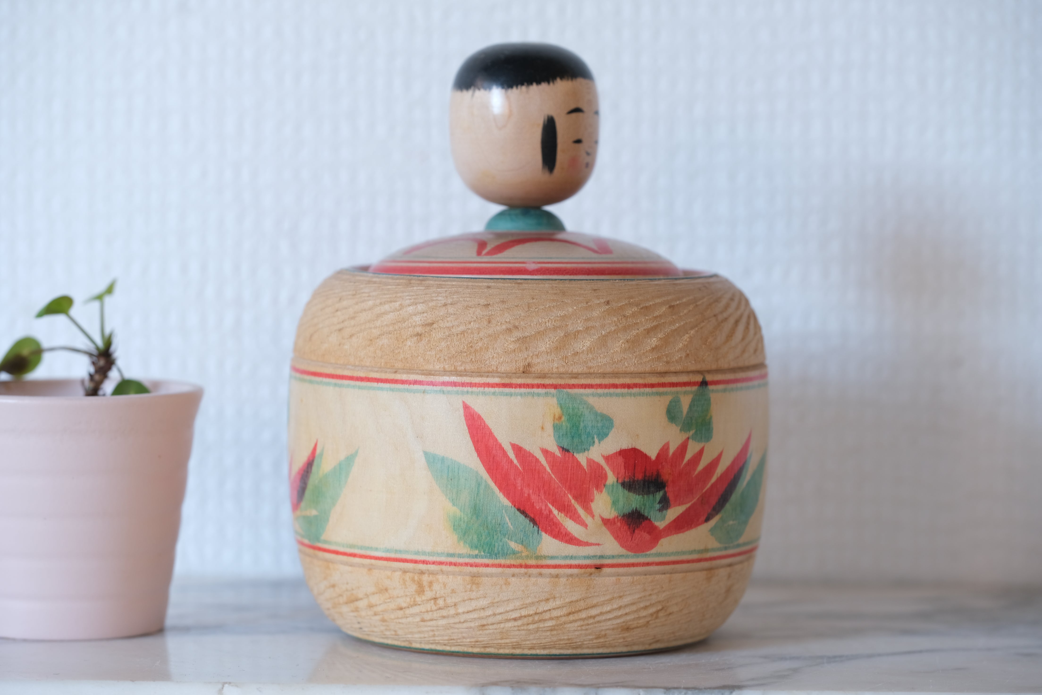 Vintage Ejiko Kokeshi with Spinning Top Inside | 14 cm