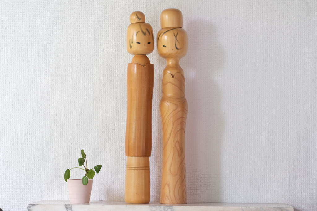 Rare Large Vintage Creative Kokeshi Pair by Aida Seiho (1926-1998) | 50 cm and 51 cm