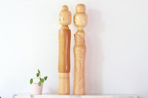 Rare Large Vintage Creative Kokeshi Pair by Aida Seiho (1926-1998) | 50 cm and 51 cm
