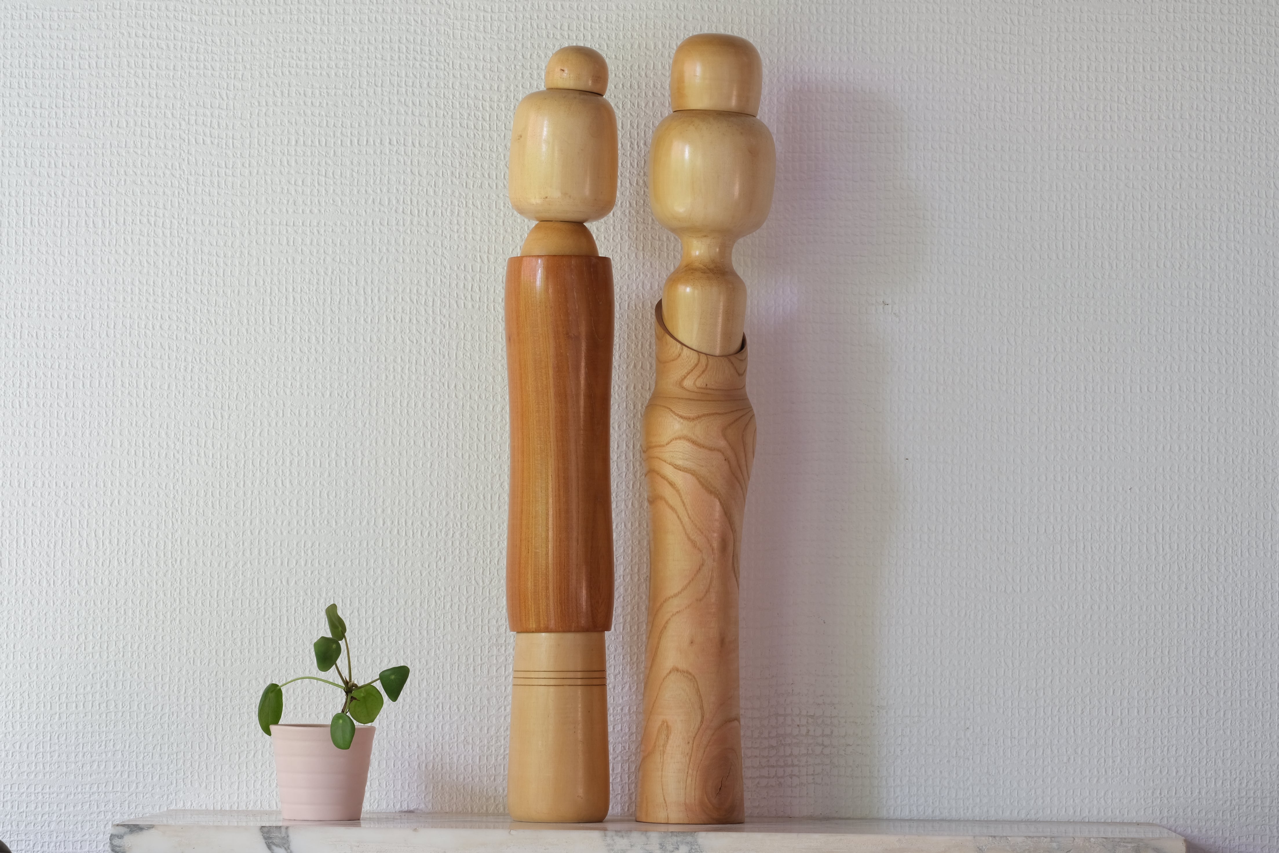 Rare Large Vintage Creative Kokeshi Pair by Aida Seiho (1926-1998) | 50 cm and 51 cm
