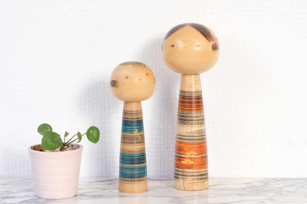 Vintage Creative Kokeshi By Sanpei Yamanaka | 'Mother and Child' | 16 cm and 20 cm