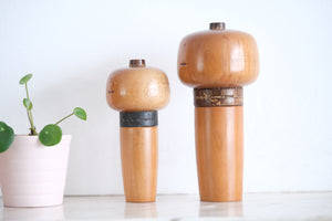 Pair of Vintage Creative Kokeshi by Sanpei Yamanaka (1926-2012) | 12 cm and 15,5 cm