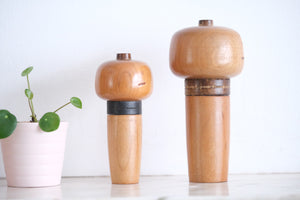 Pair of Vintage Creative Kokeshi by Sanpei Yamanaka (1926-2012) | 12 cm and 15,5 cm