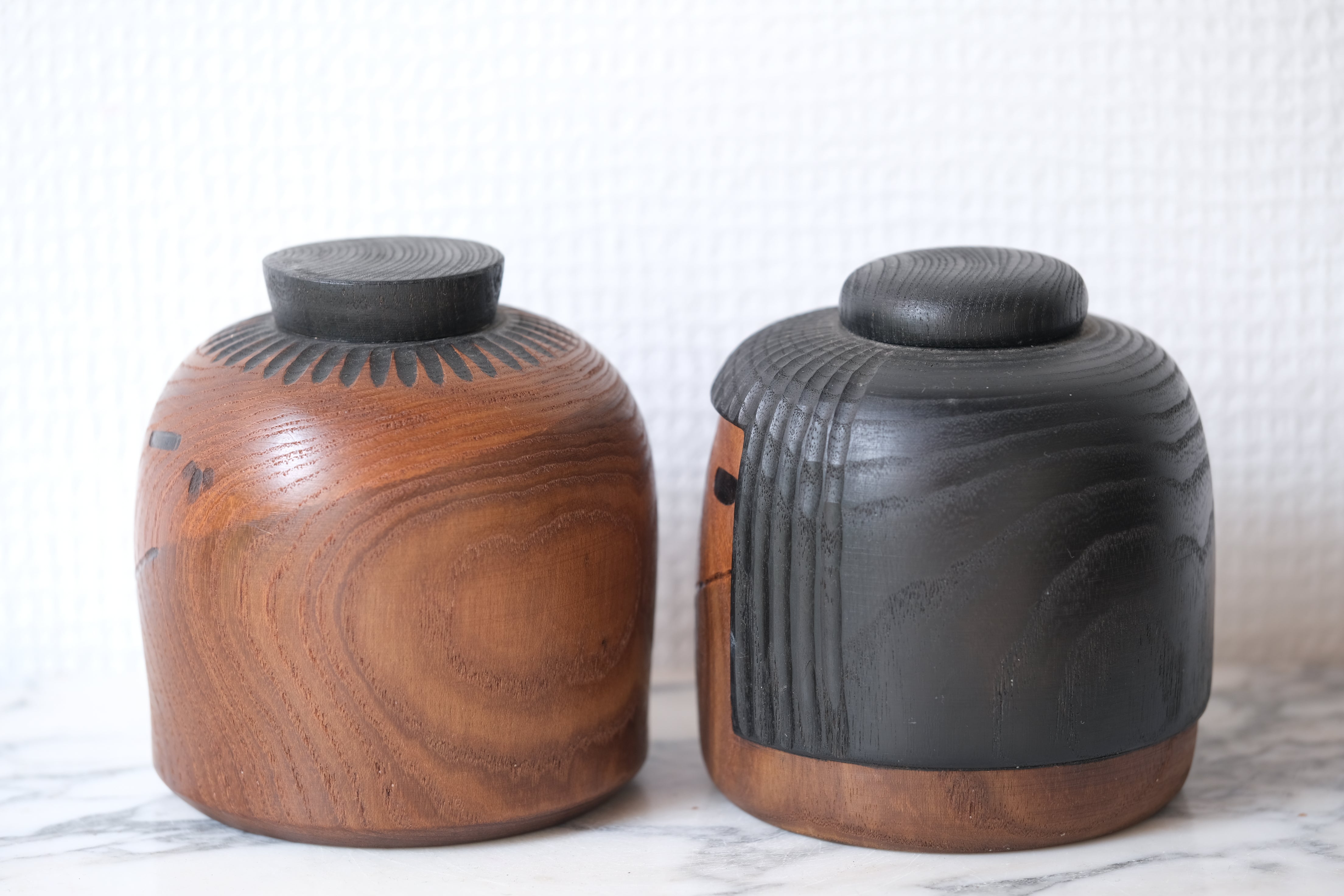 Pair of Vintage Creative Kokeshi by Sanpei Yamanaka (1926-2012) | Both 10,5 cm