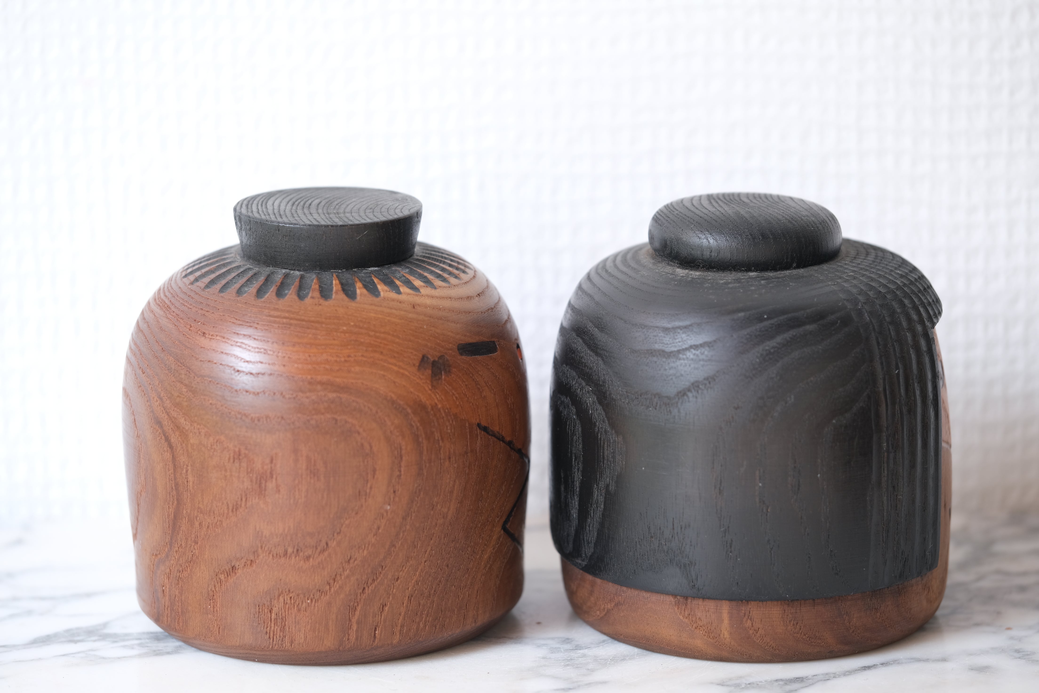 Pair of Vintage Creative Kokeshi by Sanpei Yamanaka (1926-2012) | Both 10,5 cm