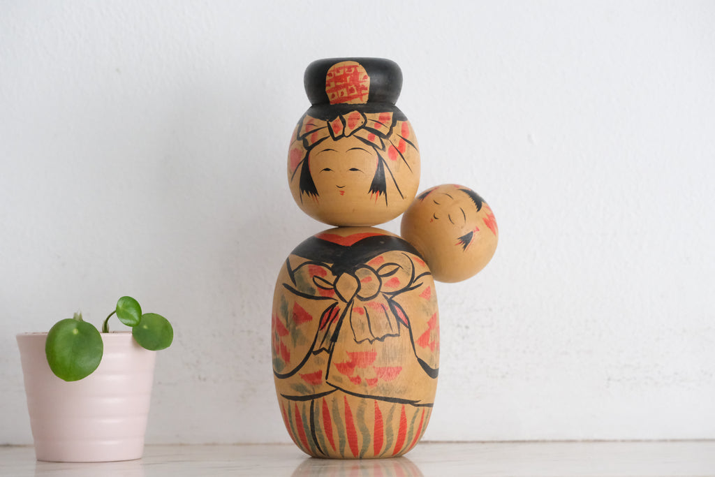 Rare Vintage Creative Kokeshi | 'Oshin - Babysitter' | 19 cm