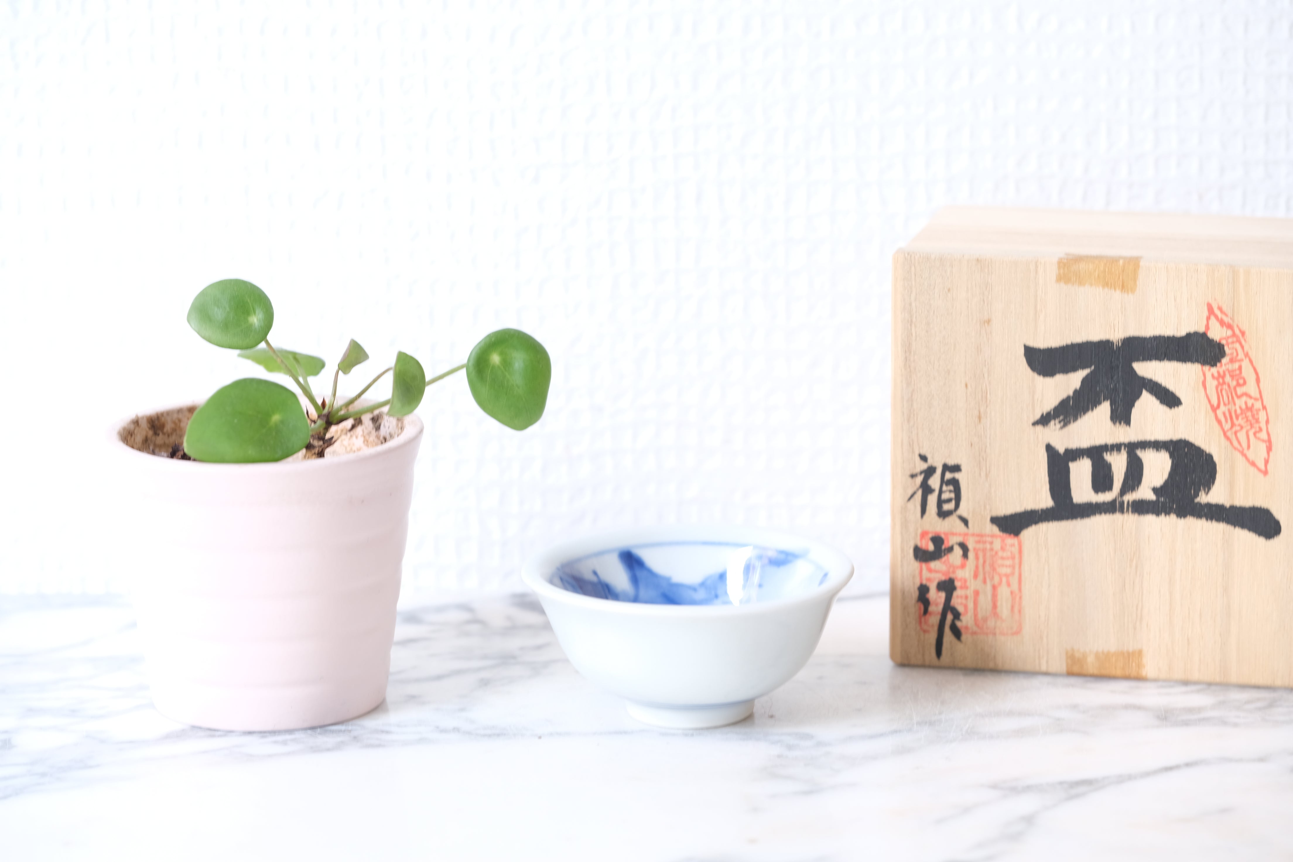 Japanese Sake Bowl | With Original Wooden Box | 3,5 cm