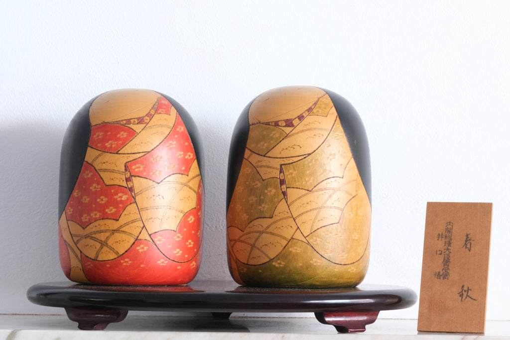 Exclusive Set of Two Vintage Creative Kokeshi By Iguchi Satoru (1948-) | Both 18 cm