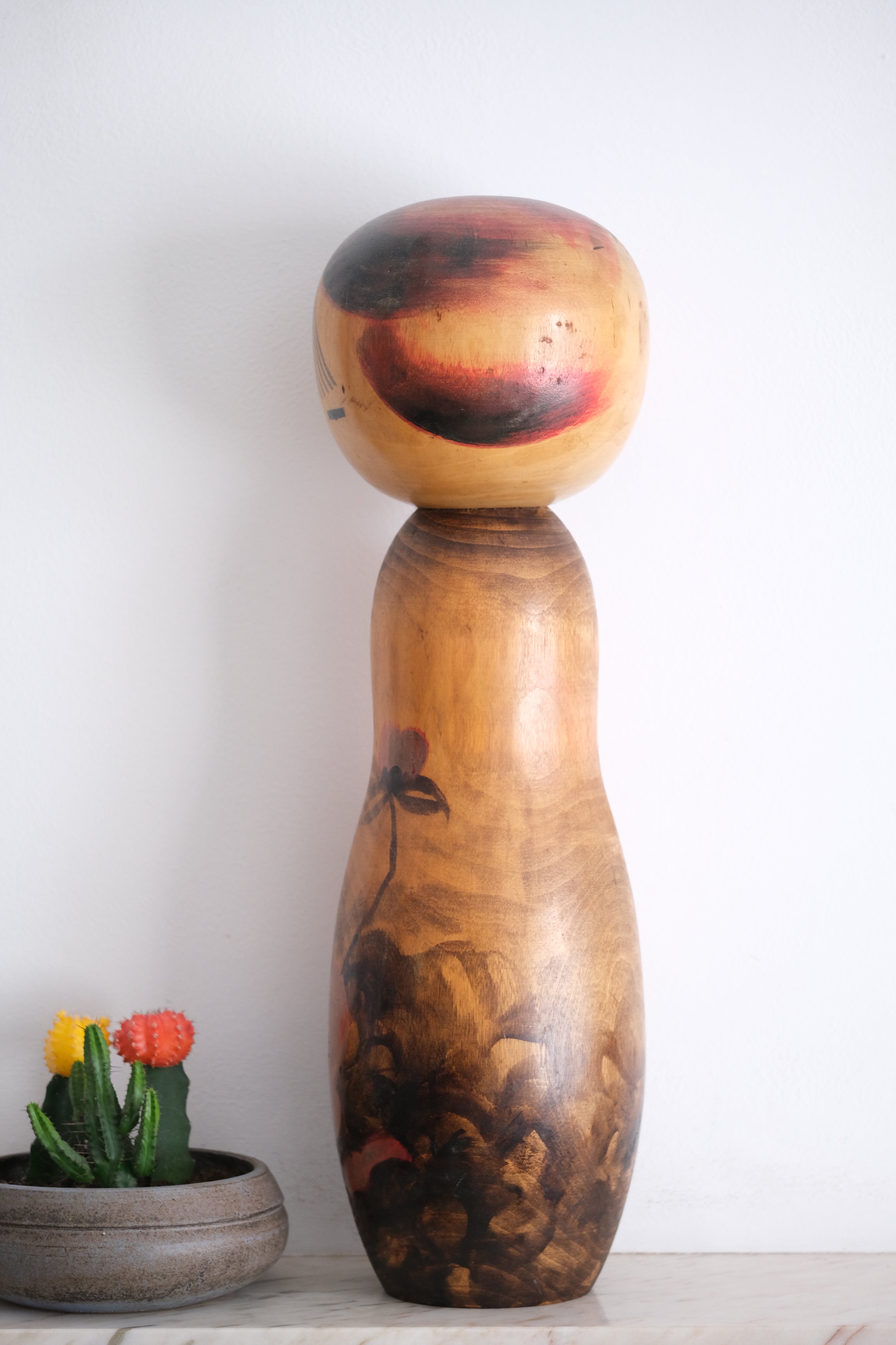 Exclusive Vintage Creative Kokeshi  By Watanabe Masao (1917-2007) | Titled: 'Winter Camellia' | 62 cm!