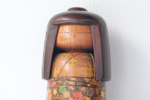 Exclusive Vintage Gumma Kokeshi by Toa Sekiguchi (1942-) | Titled: 'Flower Garden' | 50 cm