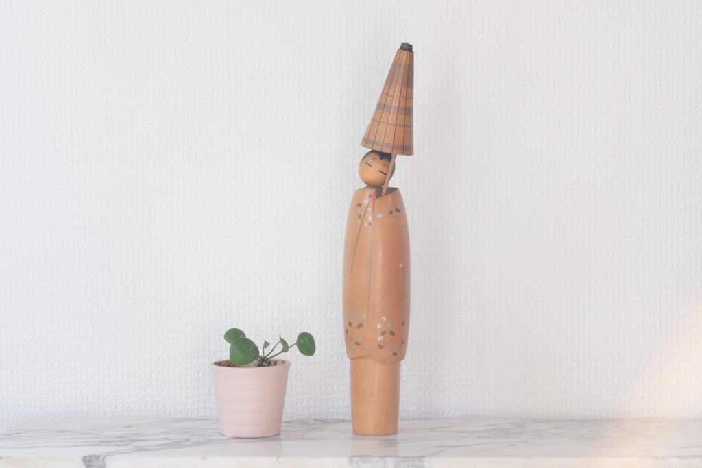 Elegant Vintage Sosaku Kokeshi by Miyashita Hajime (1940-Retired) | 32,5 cm
