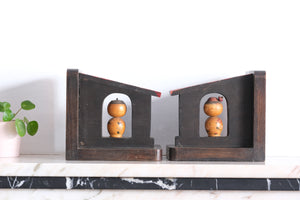 Rare Vintage Kokeshi bookend | each 15,5 cm x 14,5 cm x 11,5 cm